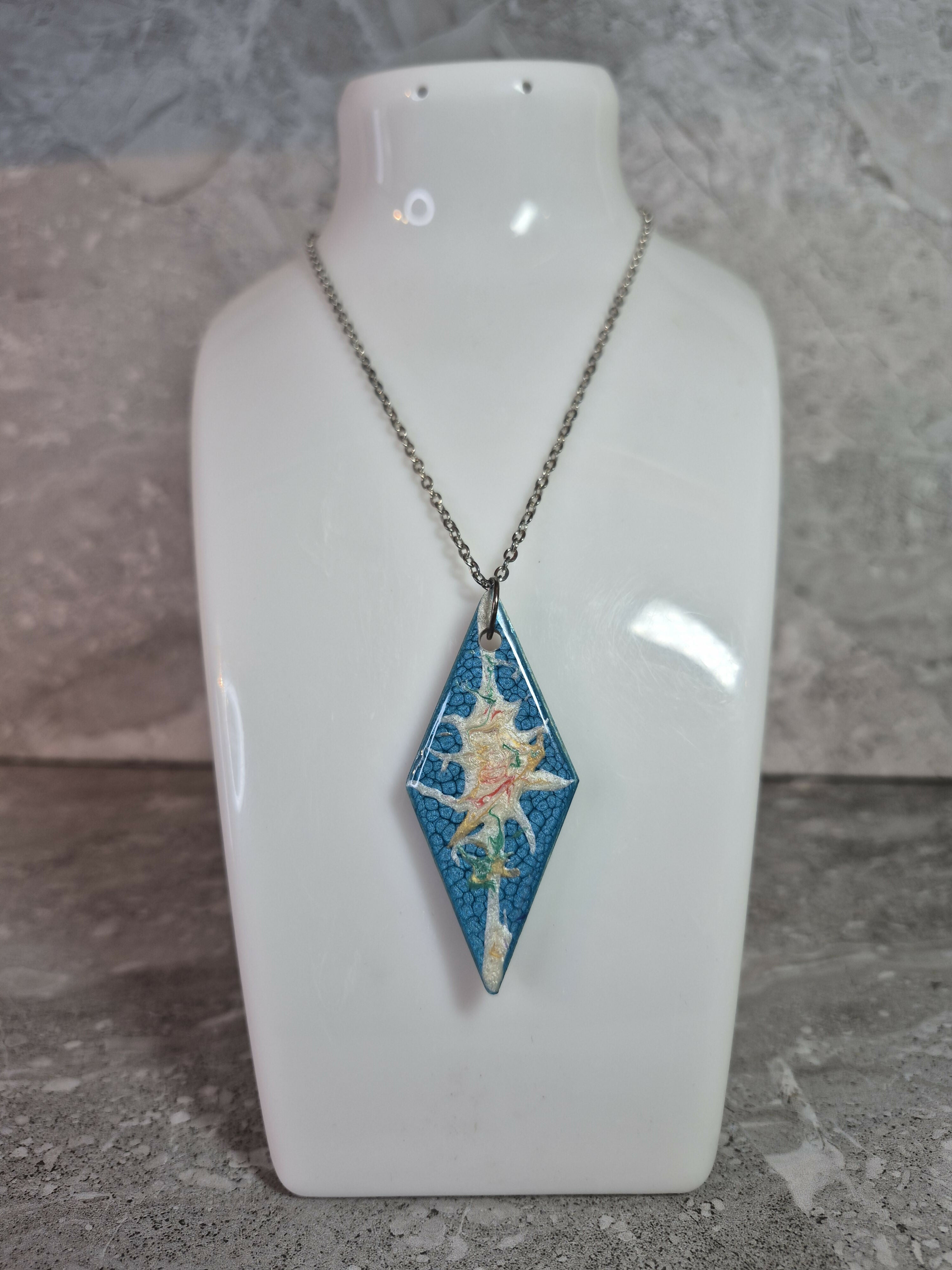 Unique Hand Made Double Sided Diamond Shaped Pendant