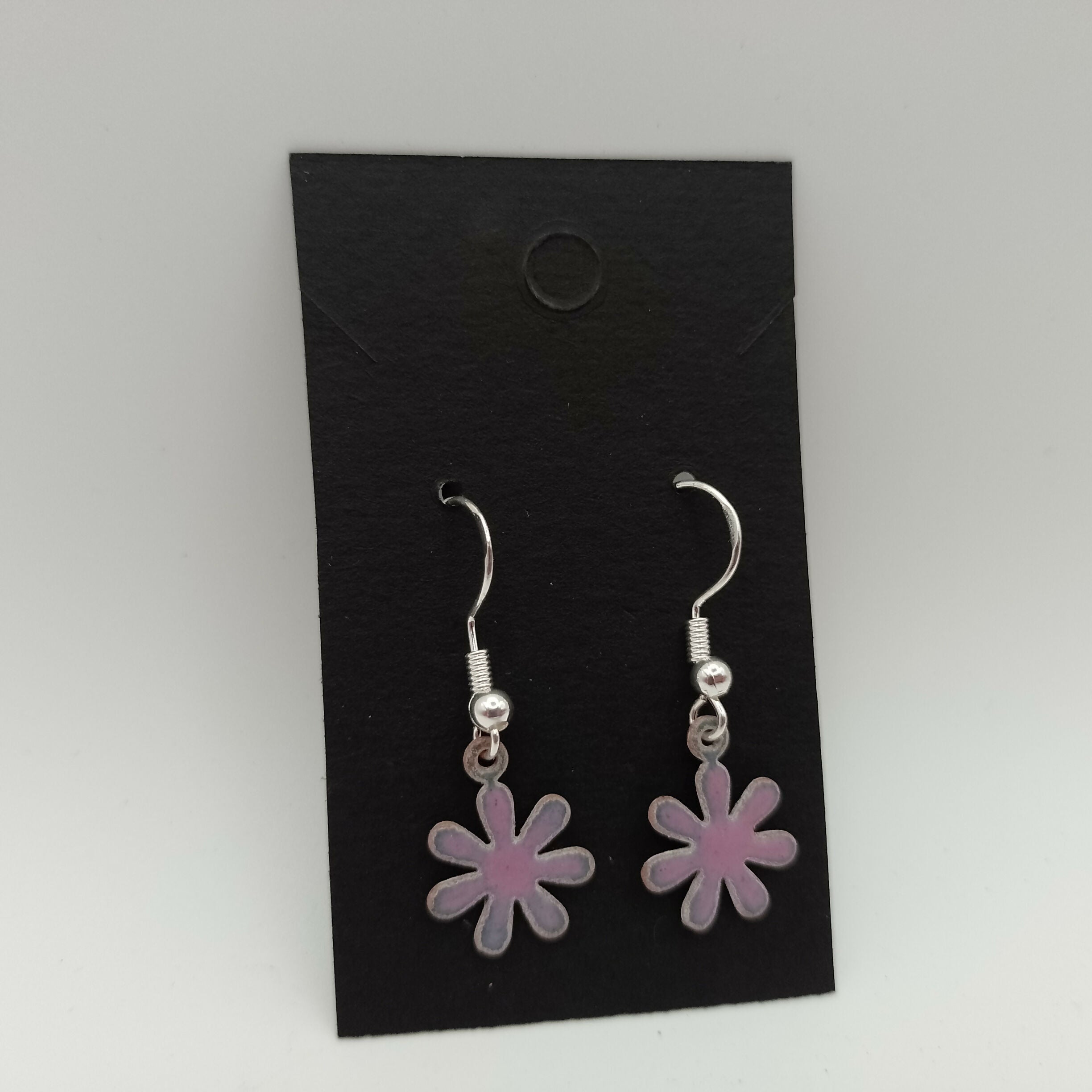 Pink Enamel Flower Earrings