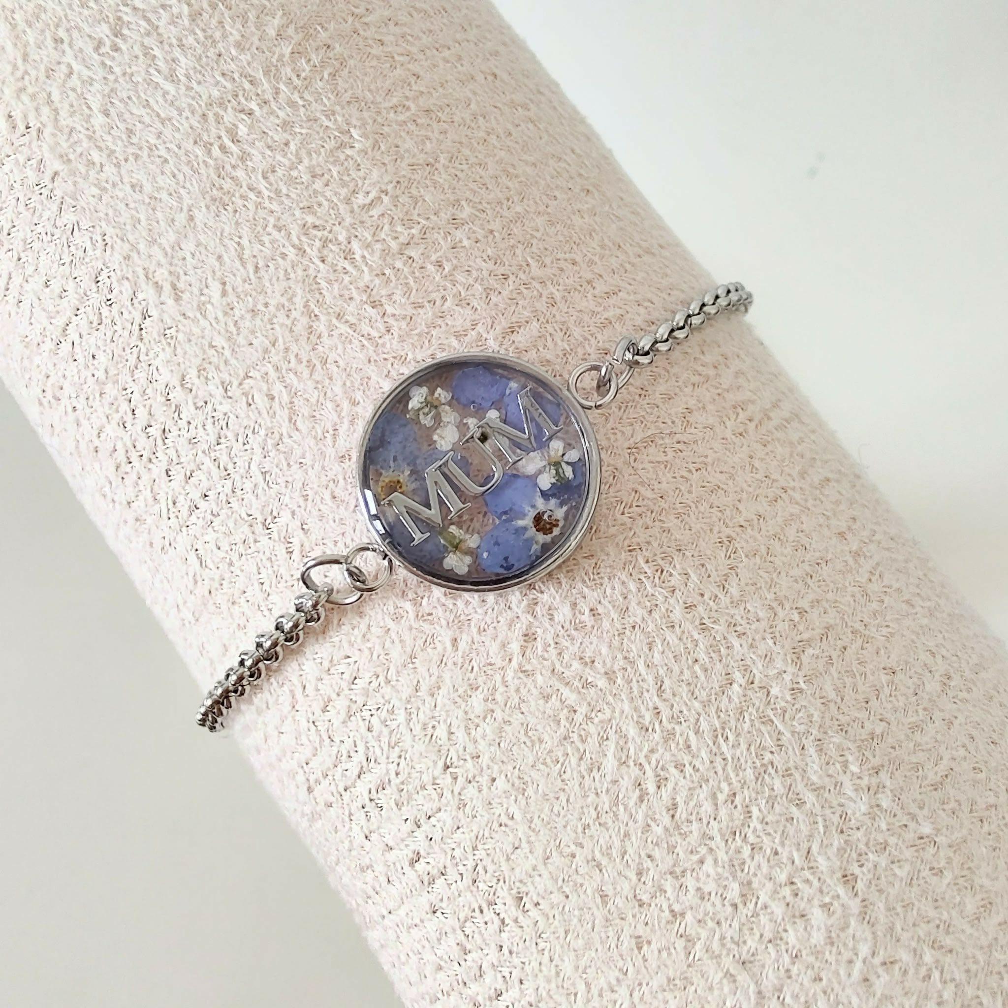 Mum Forget Me Not Bracelet Stainless Steel