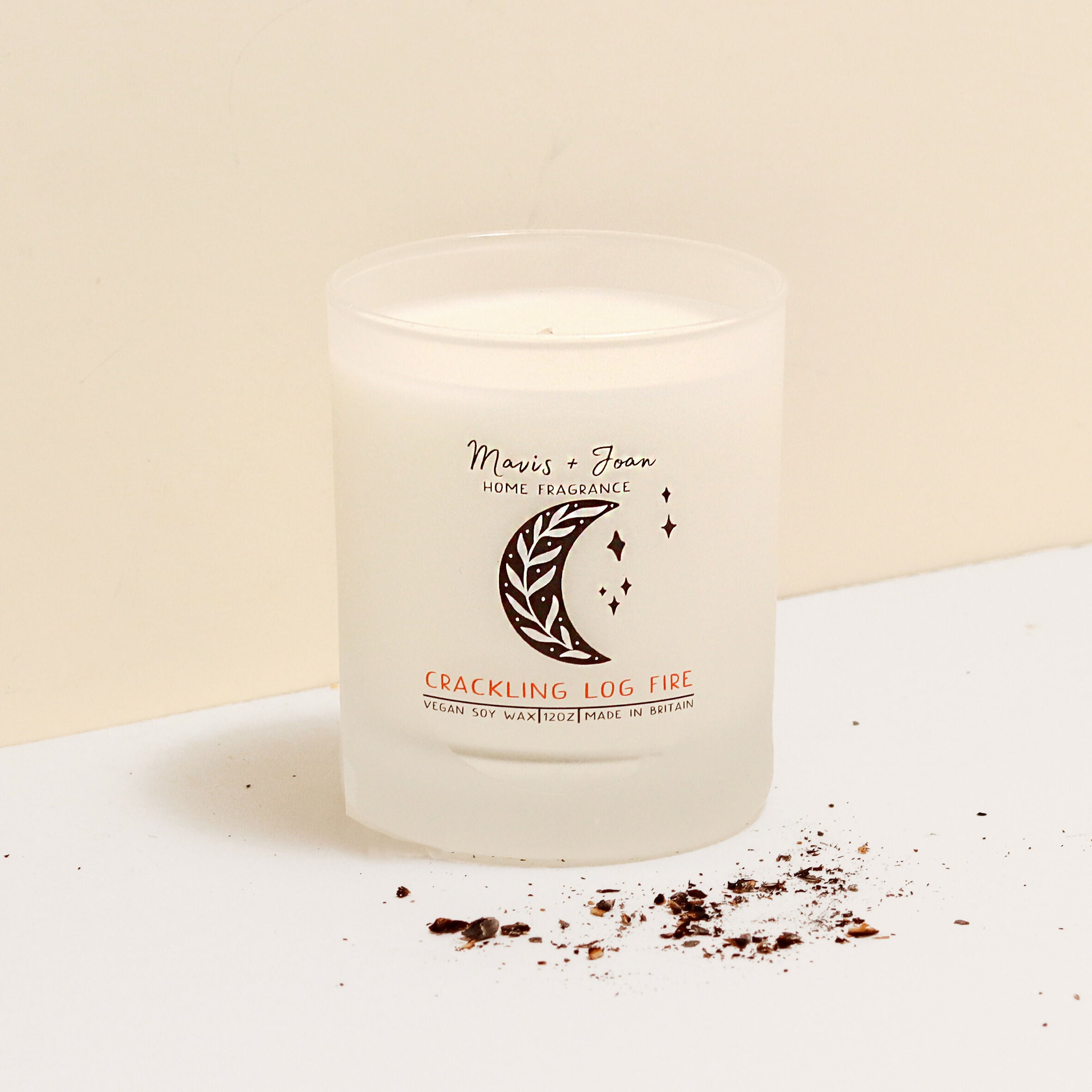 Crackling Log Fire Soy Wax Candle In A Frosted Glass Jar