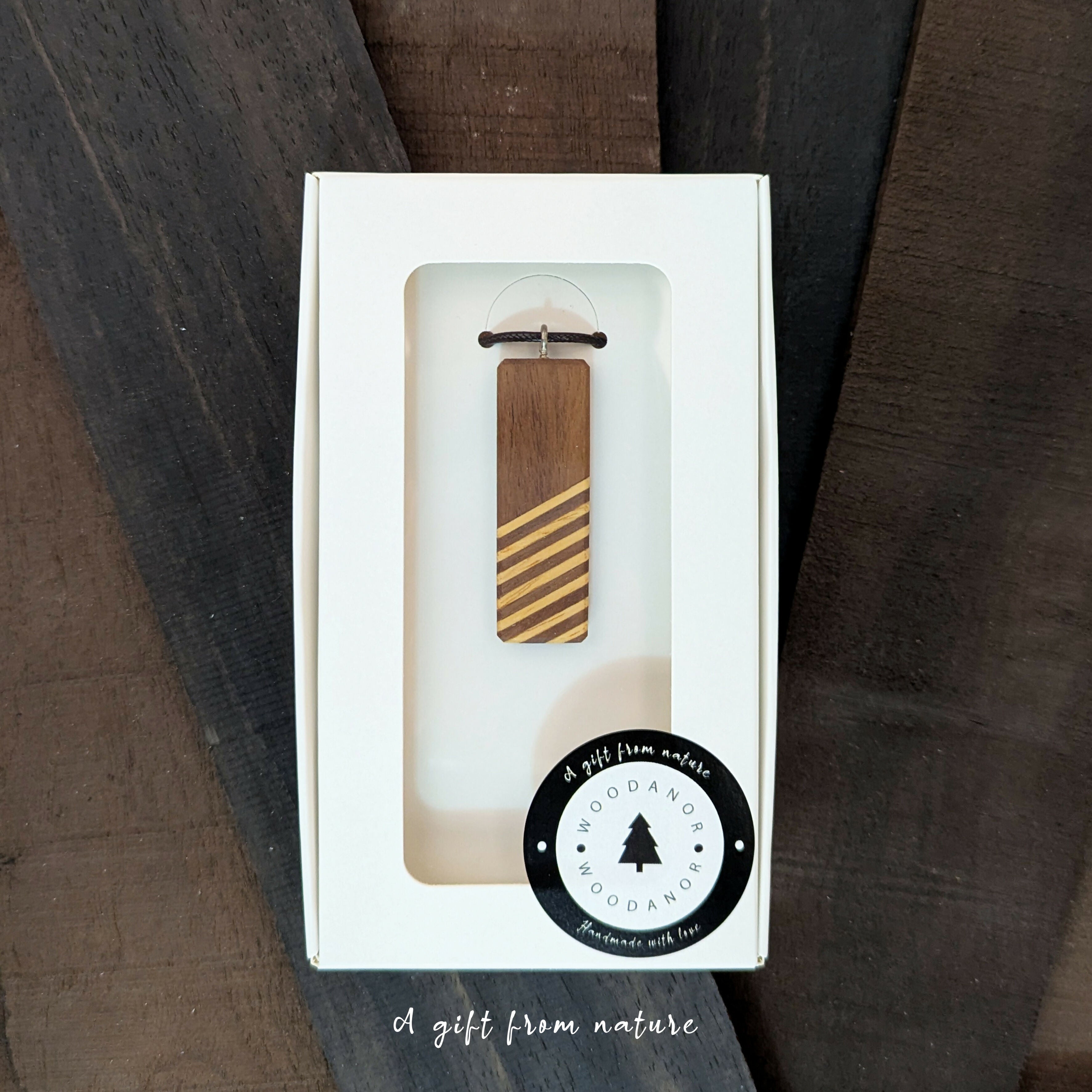 Two-Tone Striped Wooden Pendant