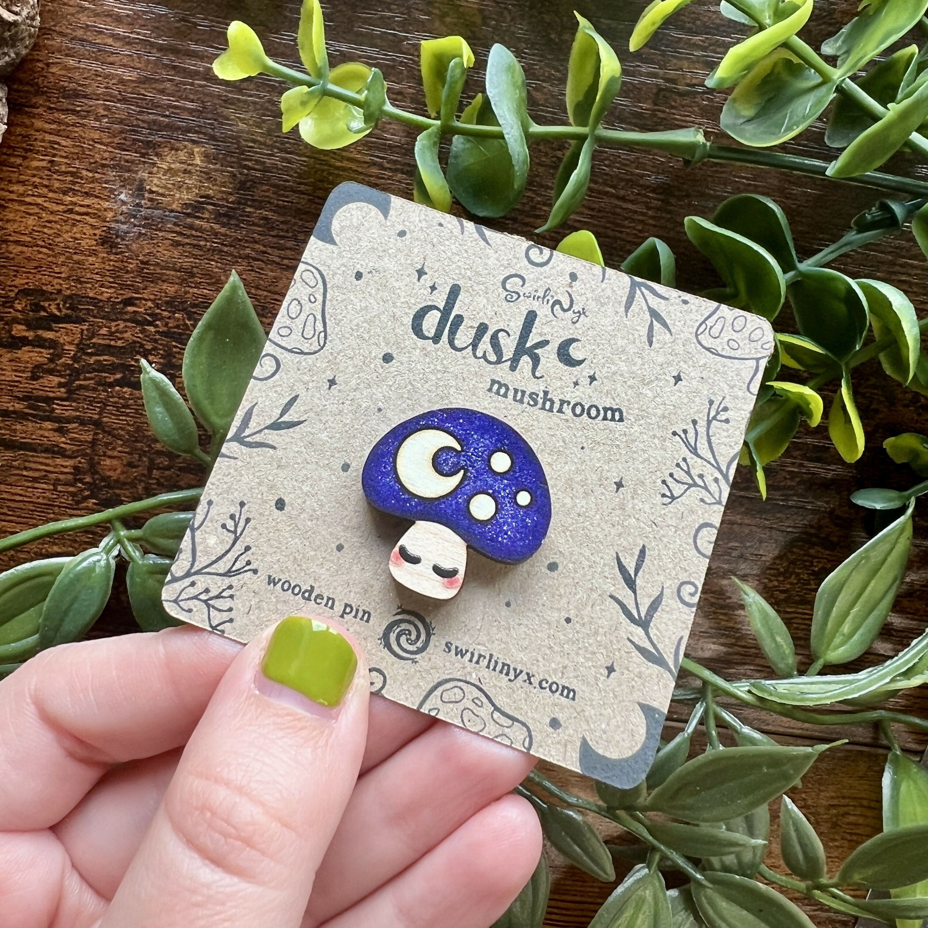 Dusk Mushroom Wooden Pin