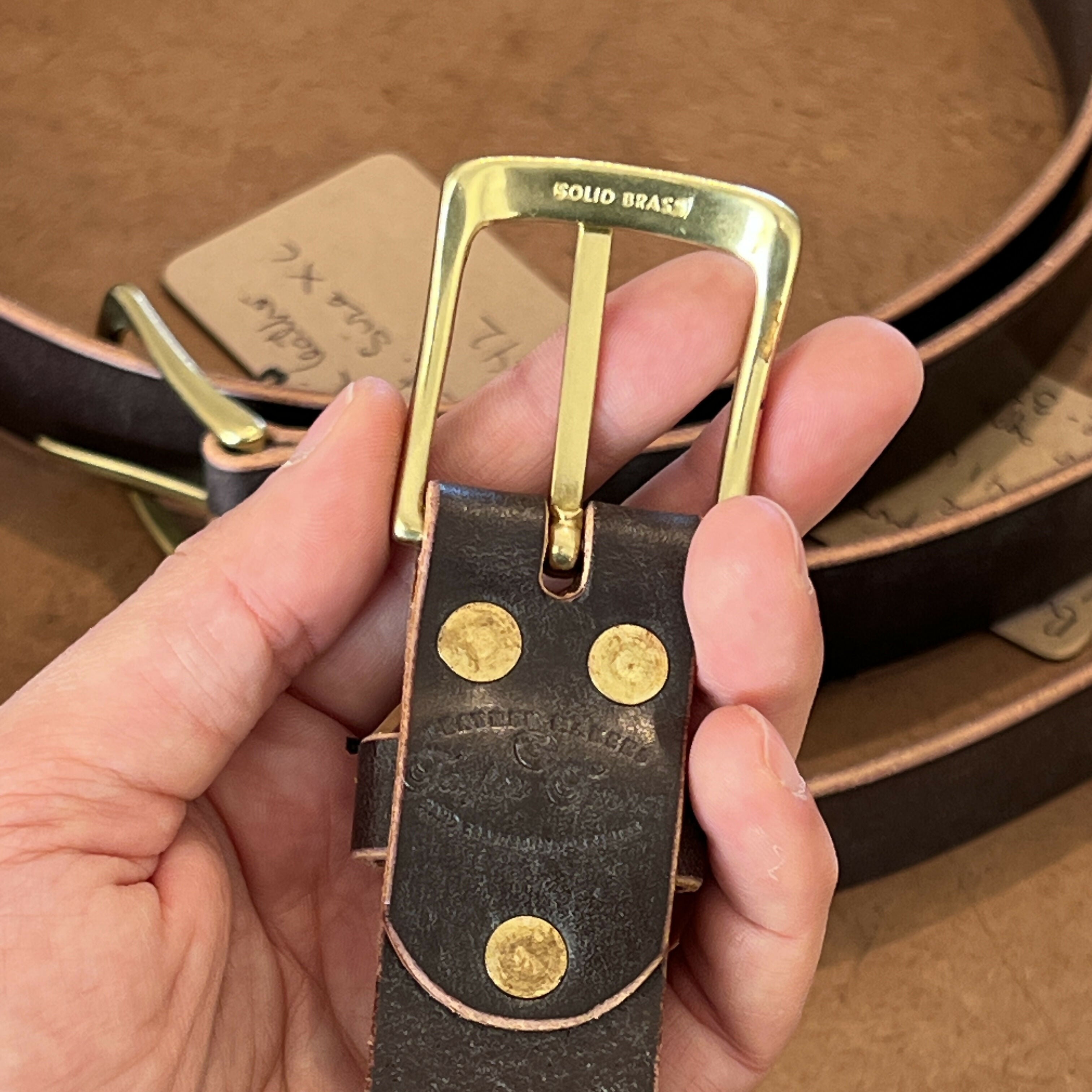 Bridle leather Belt With Solid Brass Buckle