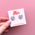 Hand Painted Wooden Midi Speckled Heart Stud Earrings