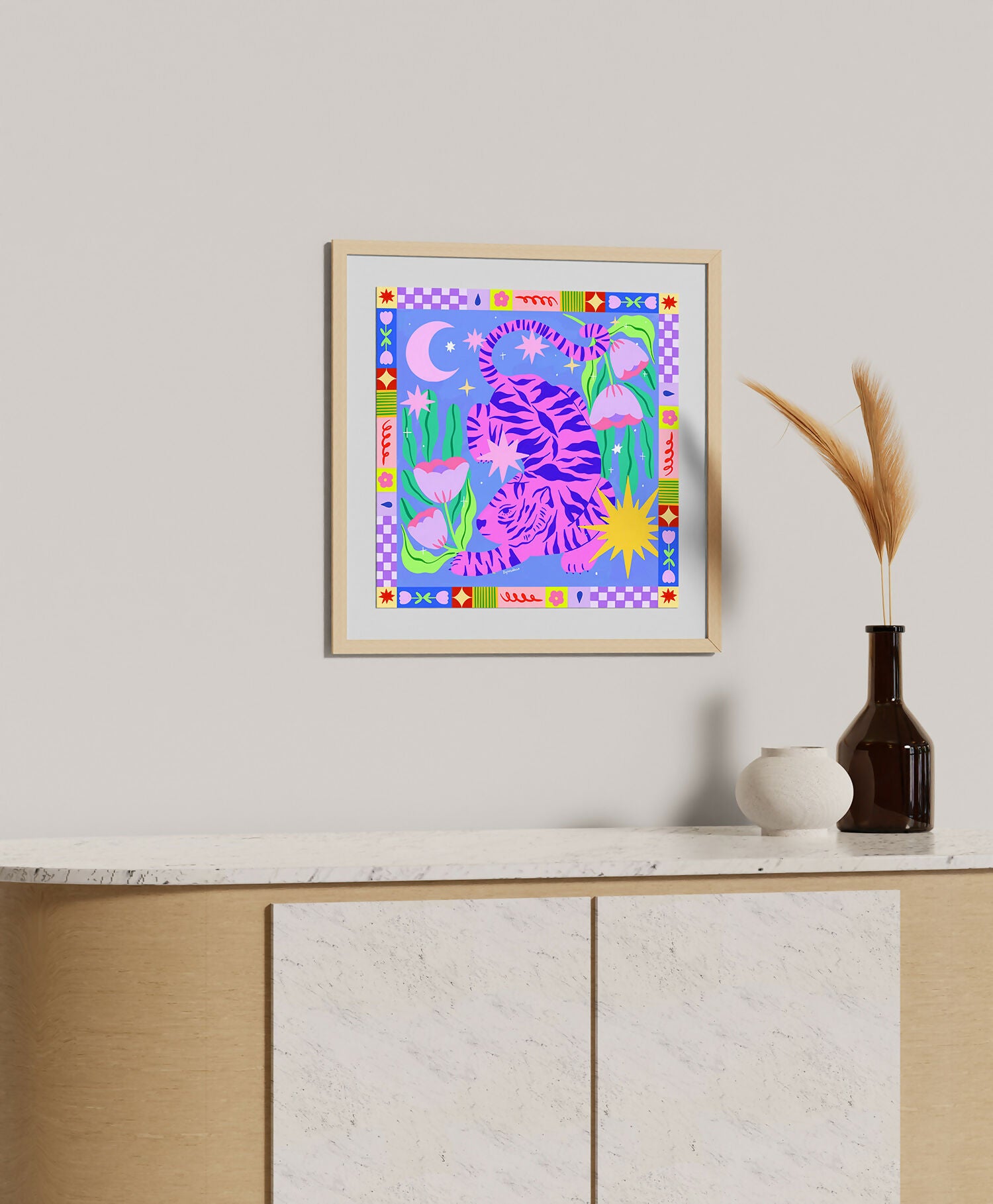 Starry Night & Pink Tiger Print