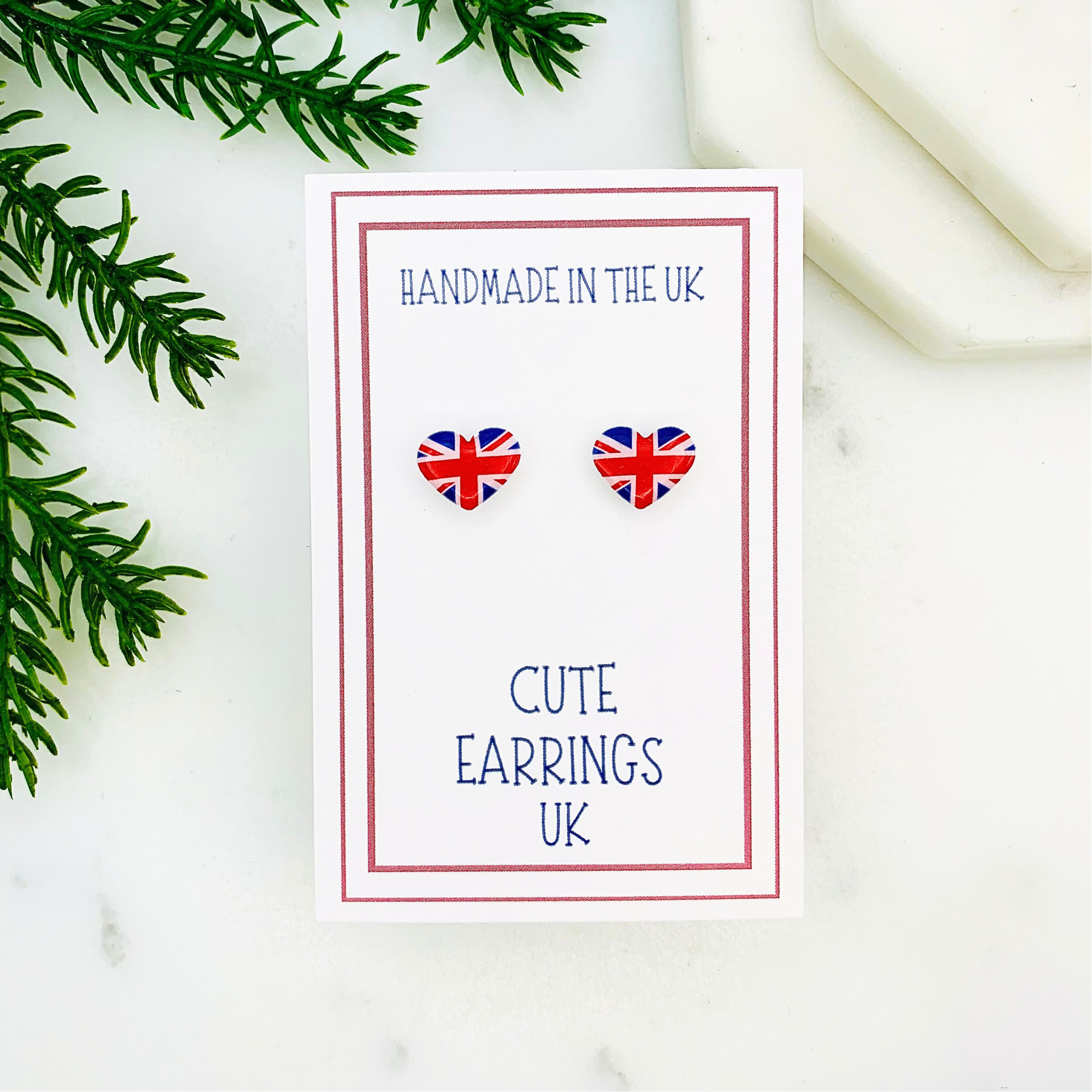 Union Jack Heart Stud Earrings