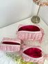 Ditsy Red Quilted Toiletry Bag with Zipper Handmade