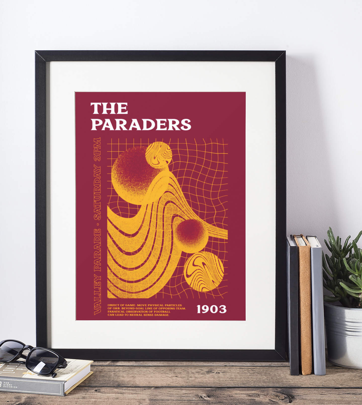 Bradford City Art Print PSYCHEDELIC Design in Claret