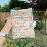 Handmade Quilted Book Sleeve Cream Flower Pot Print