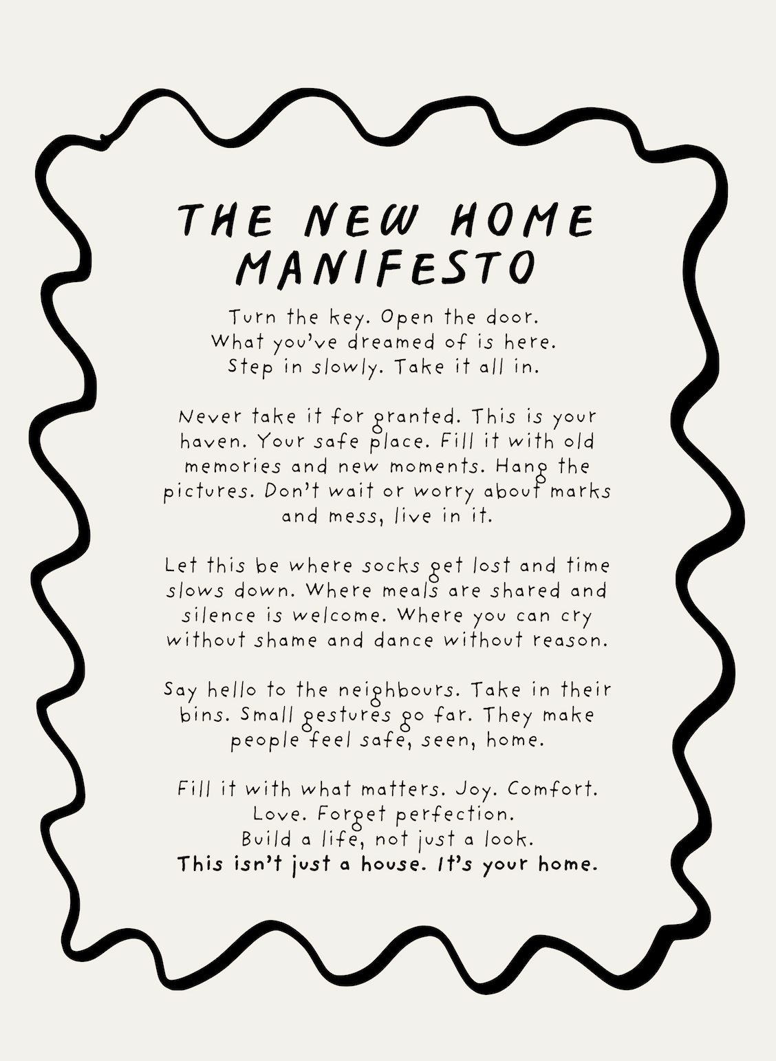 New Home Manifesto Card