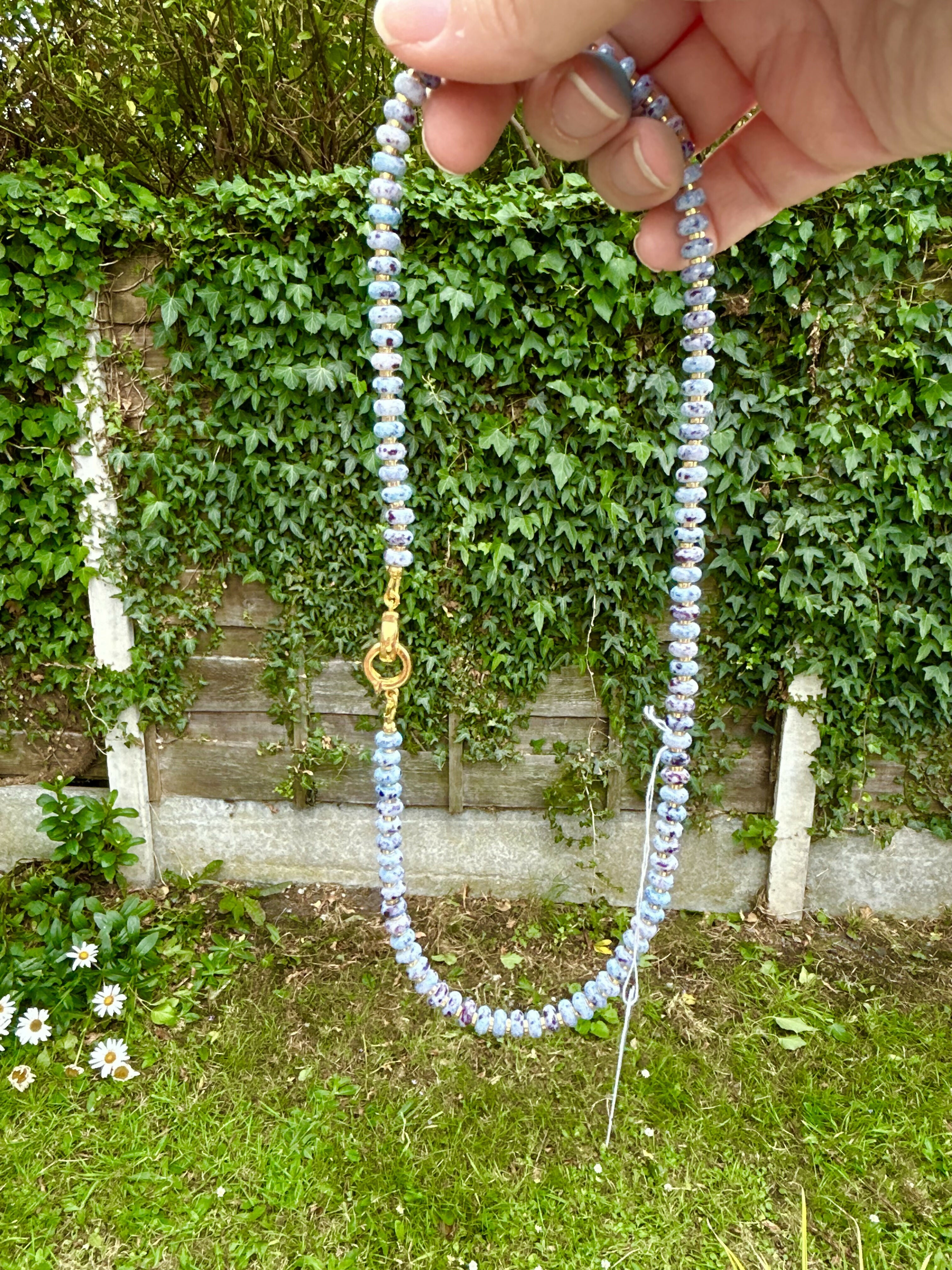 Double clasp rondel bead necklace/charm