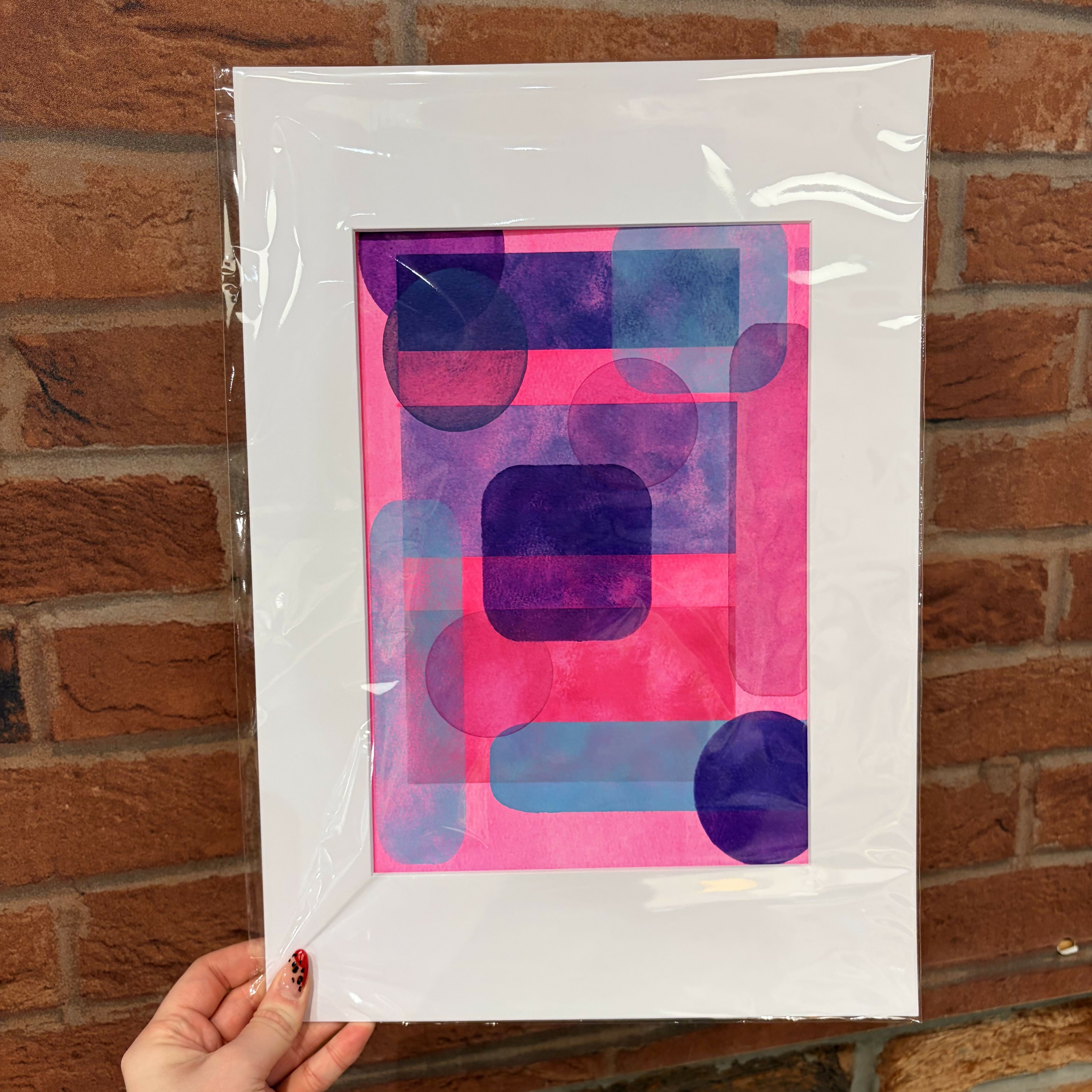 Pink, Purple & Blue Abstract - A3 Mounted Print