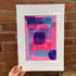 Pink, Purple & Blue Abstract - A3 Mounted Print
