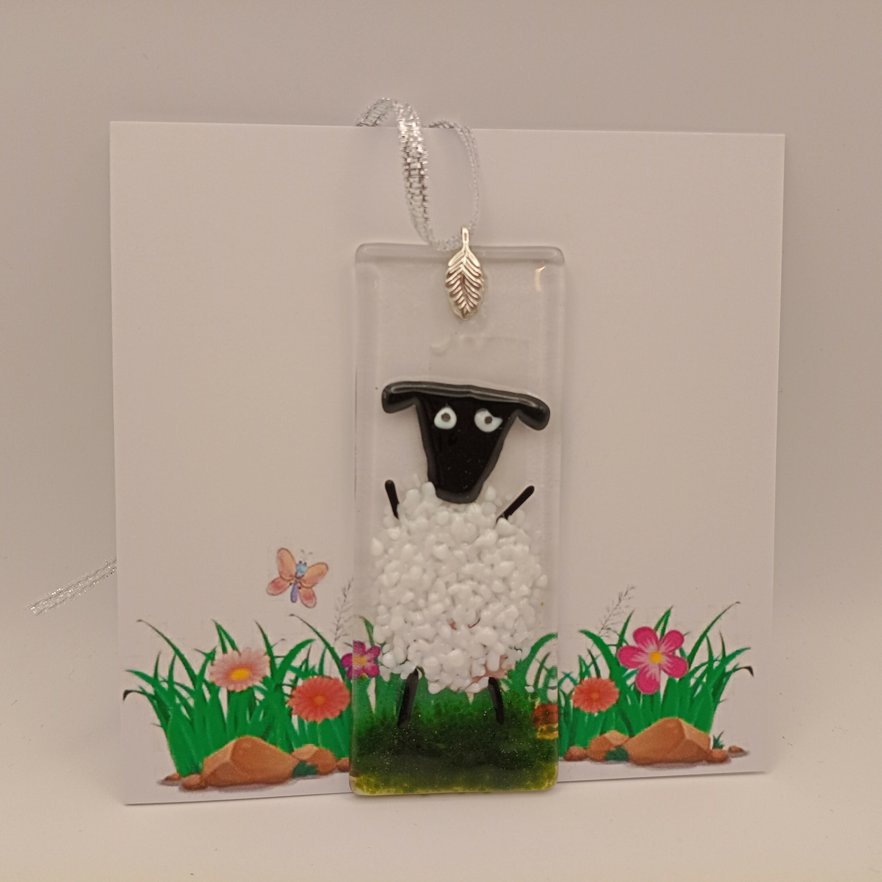 Fused Glass Sheep Card