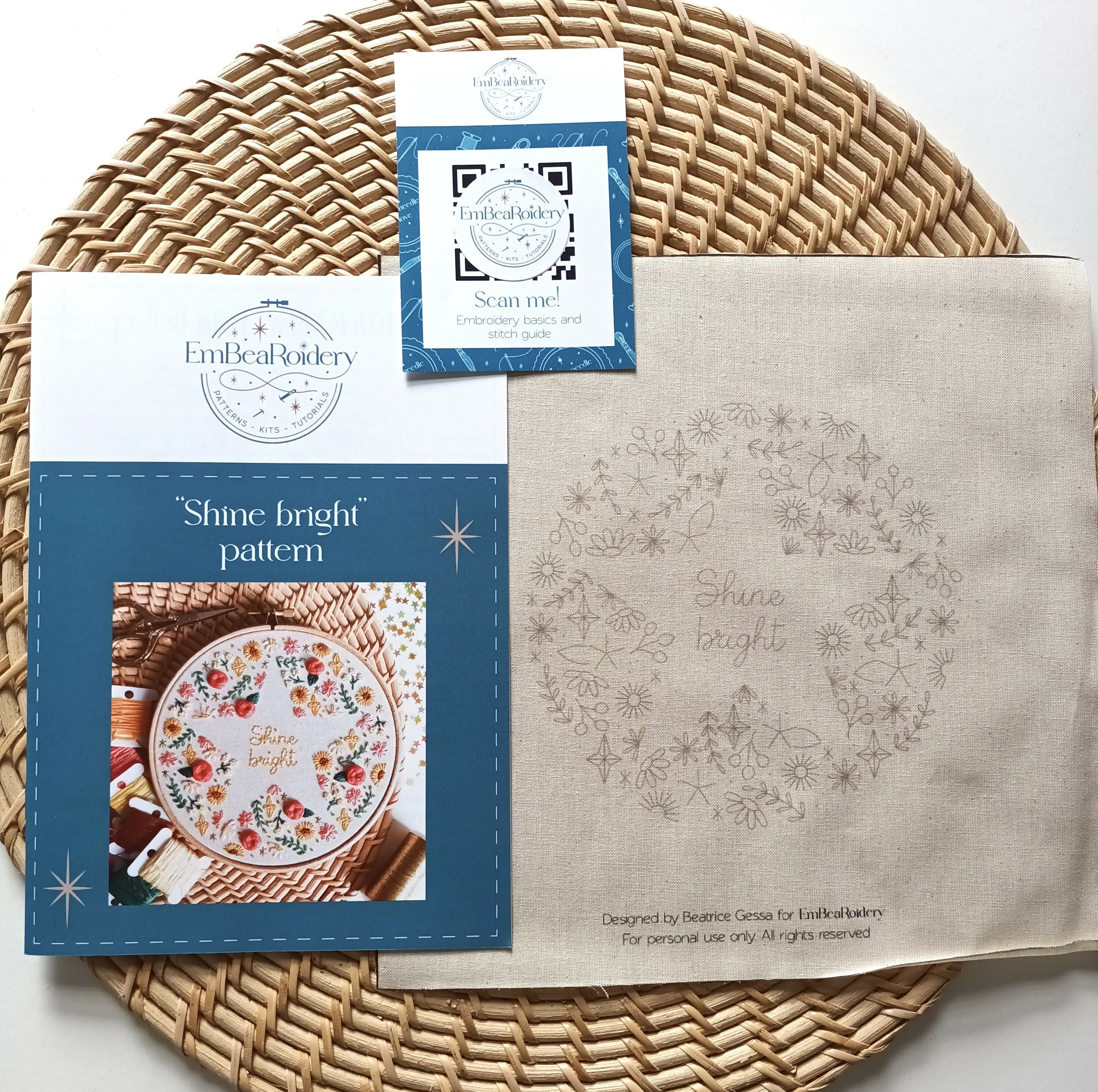 Preprinted embroidery pattern for beginners - Shine bright