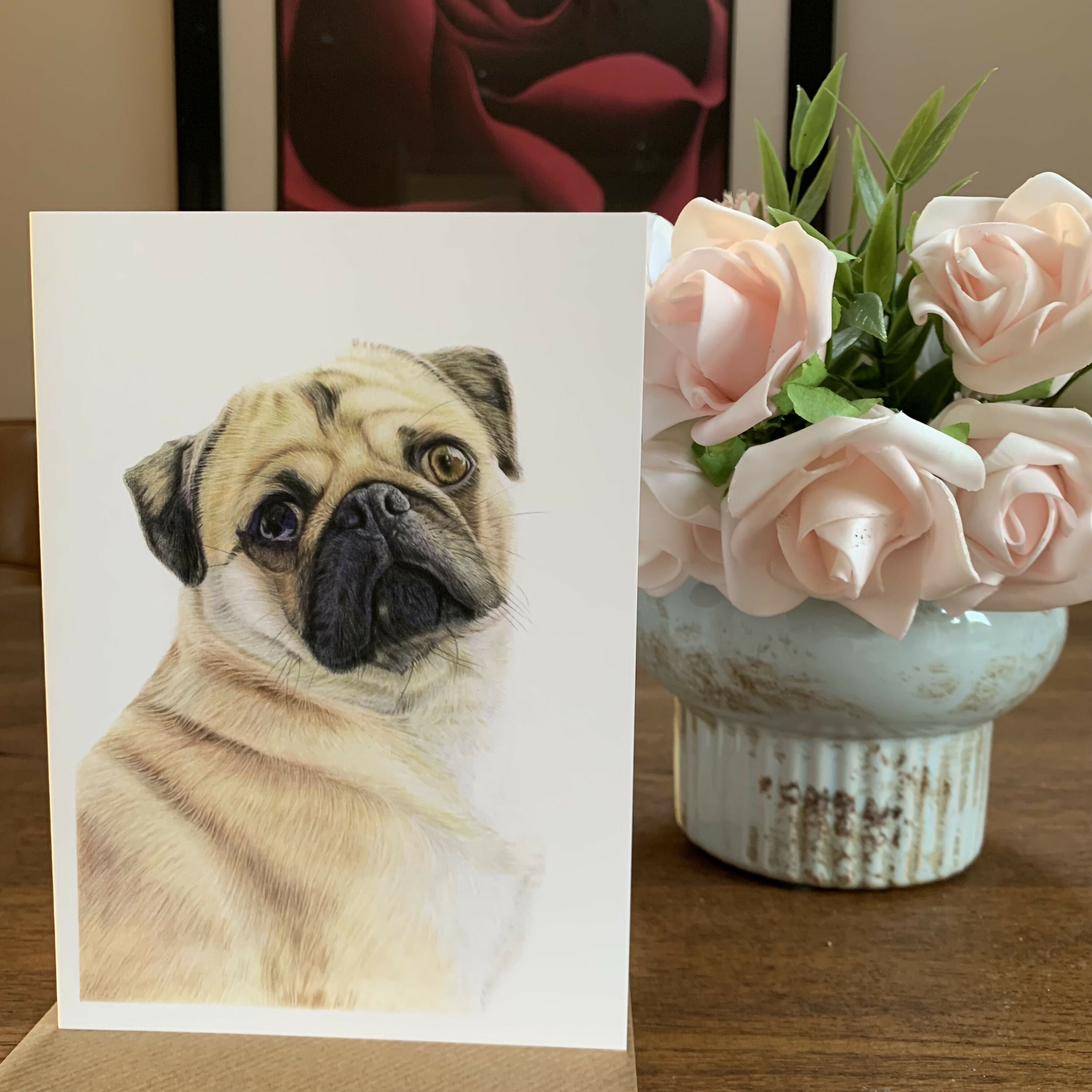 Greeting Card of a Pug 2. Blank Inside