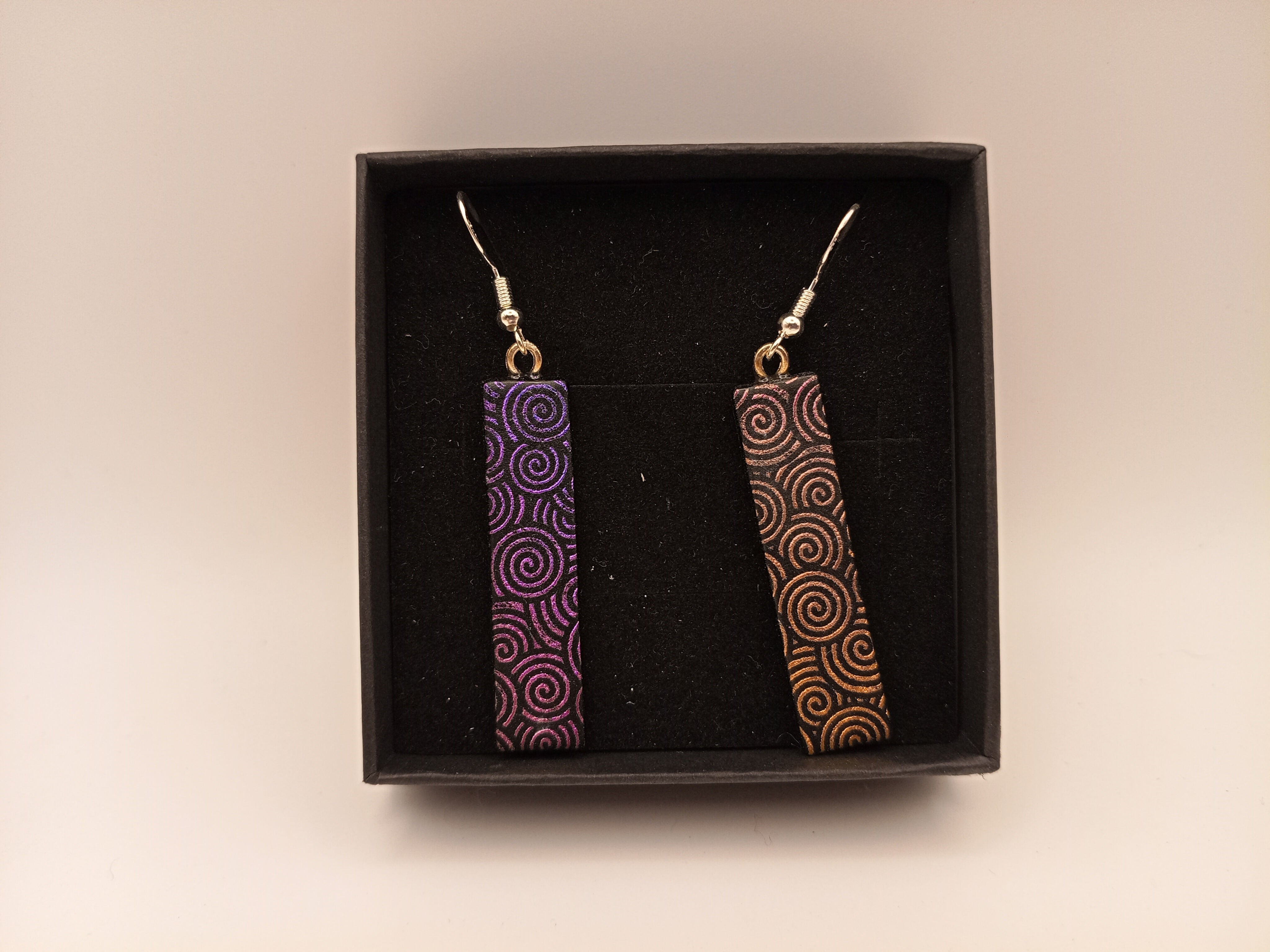 Purple and Pink Spiral Earrings