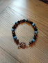 Pure Copper Toggle Catch Bracelet with Copper Hematite, Blue Spot Jasper and Faceted Navy Goldstone.