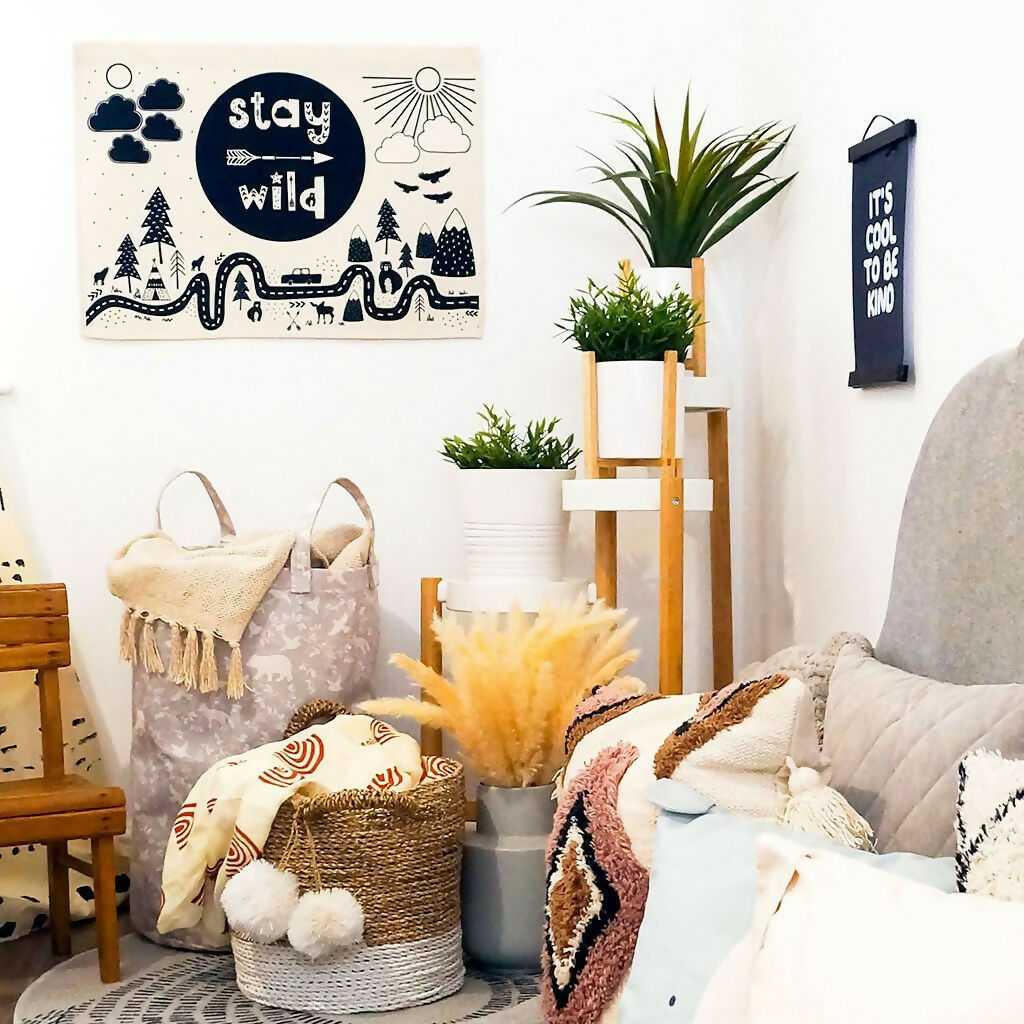 Scandi Stay Wild World Map Wall Hanging
