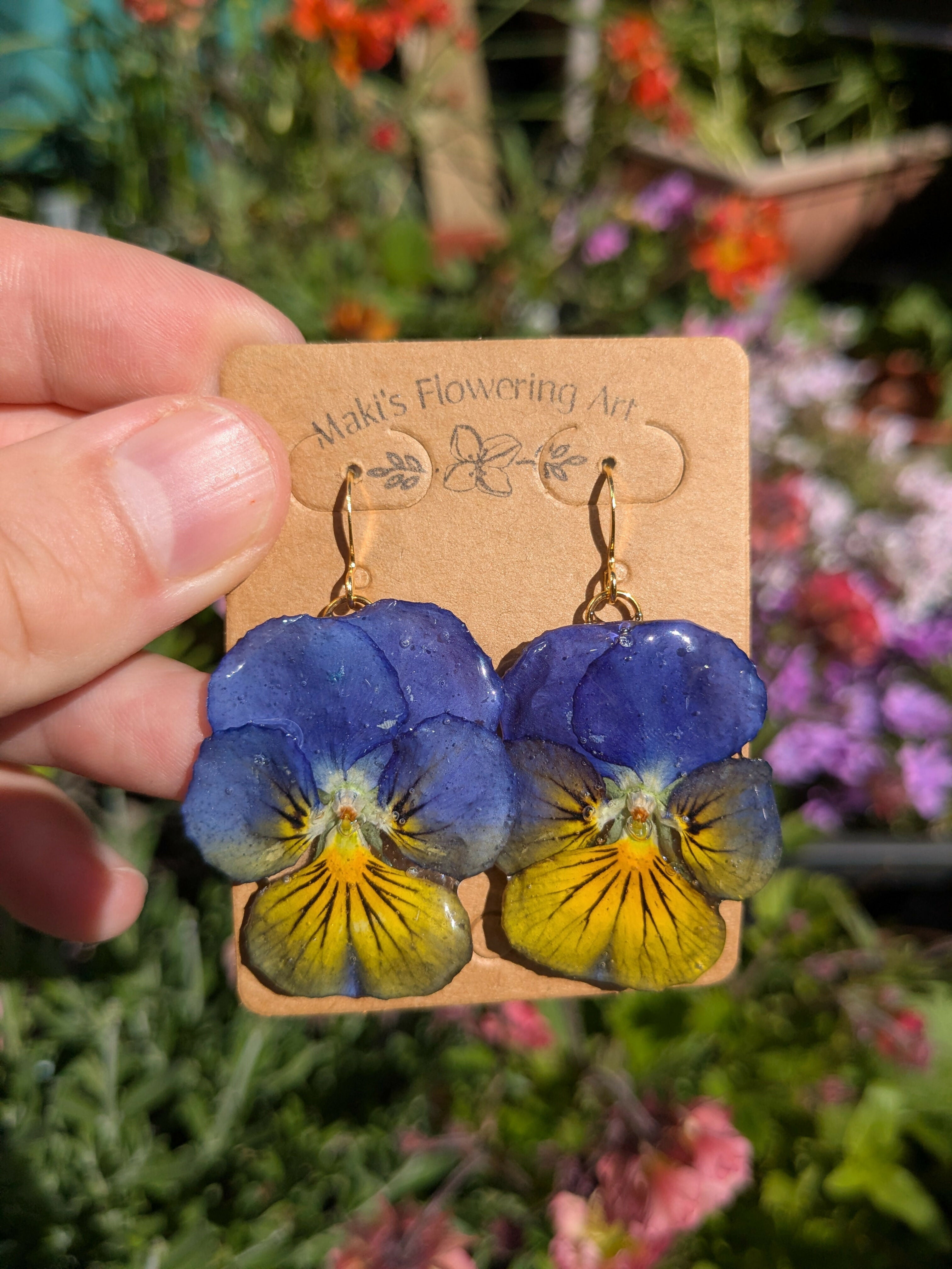 REAL PURPLE PANSY EARRINGS