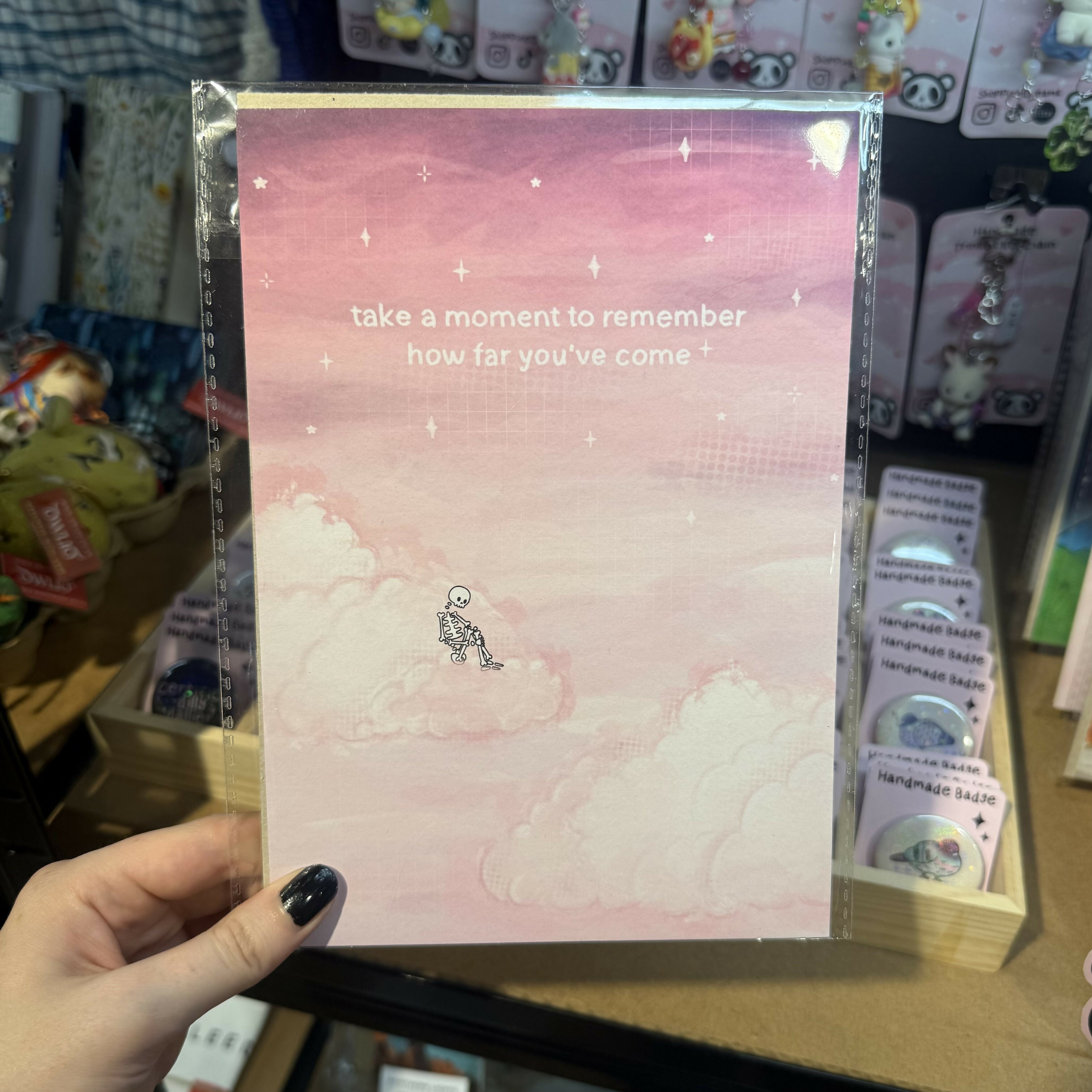 Take a Moment to Remember How Far You've Come Motivational Skeleton A5 Print