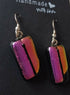 Fused Dichroic Glass Earrings in Pink and Orange/Pink with Sterling Silver Hooks