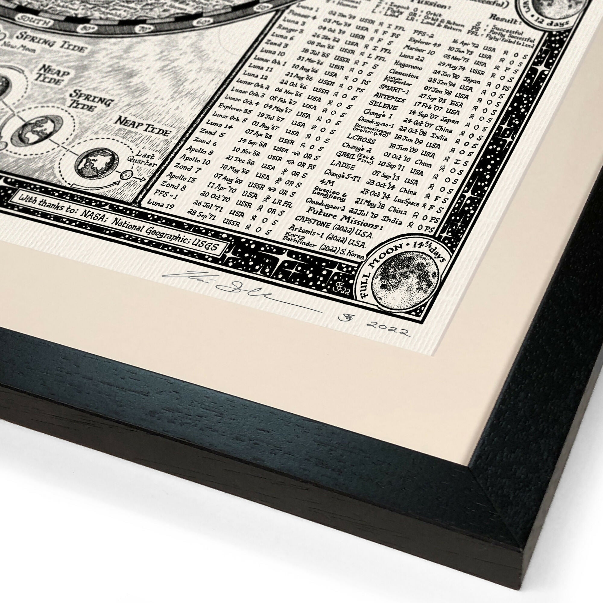 Moon Map Hand Drawn Fine Art Print