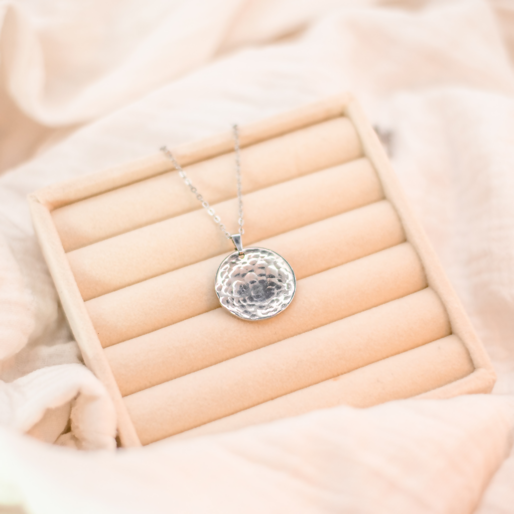 Large Hammered Stainless Steel Necklace