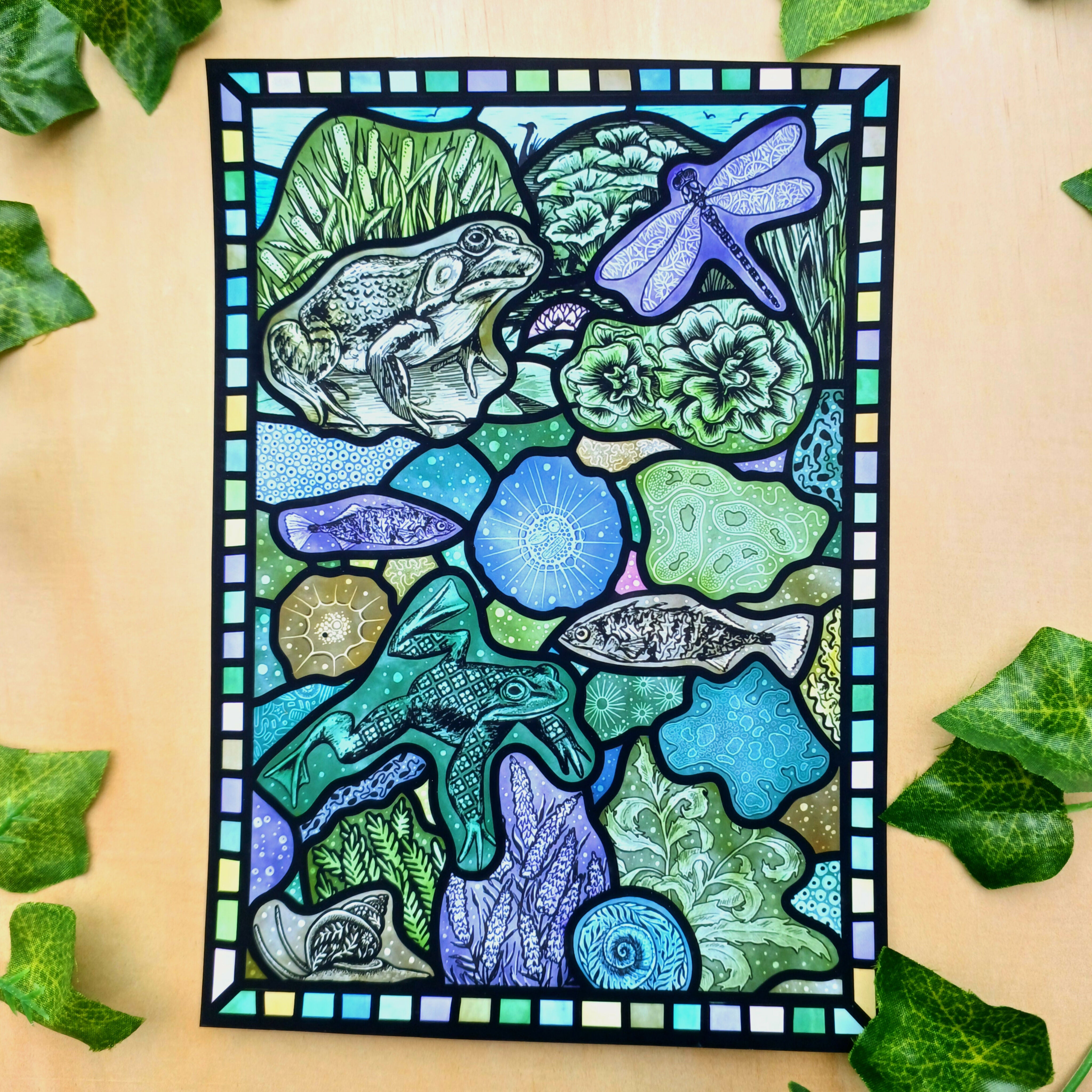 Stained Glass Pond Print