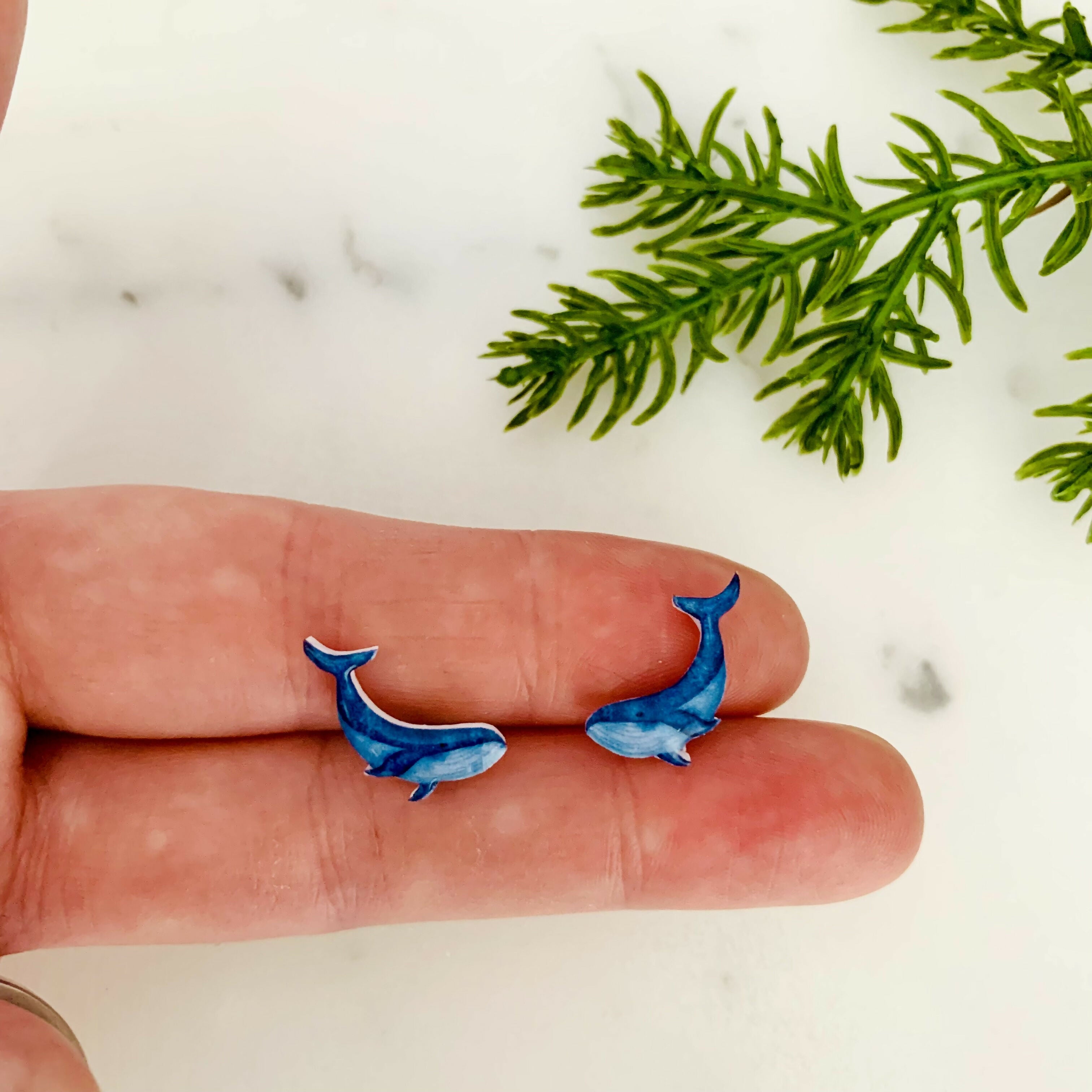 Blue Whale Stud Earrings
