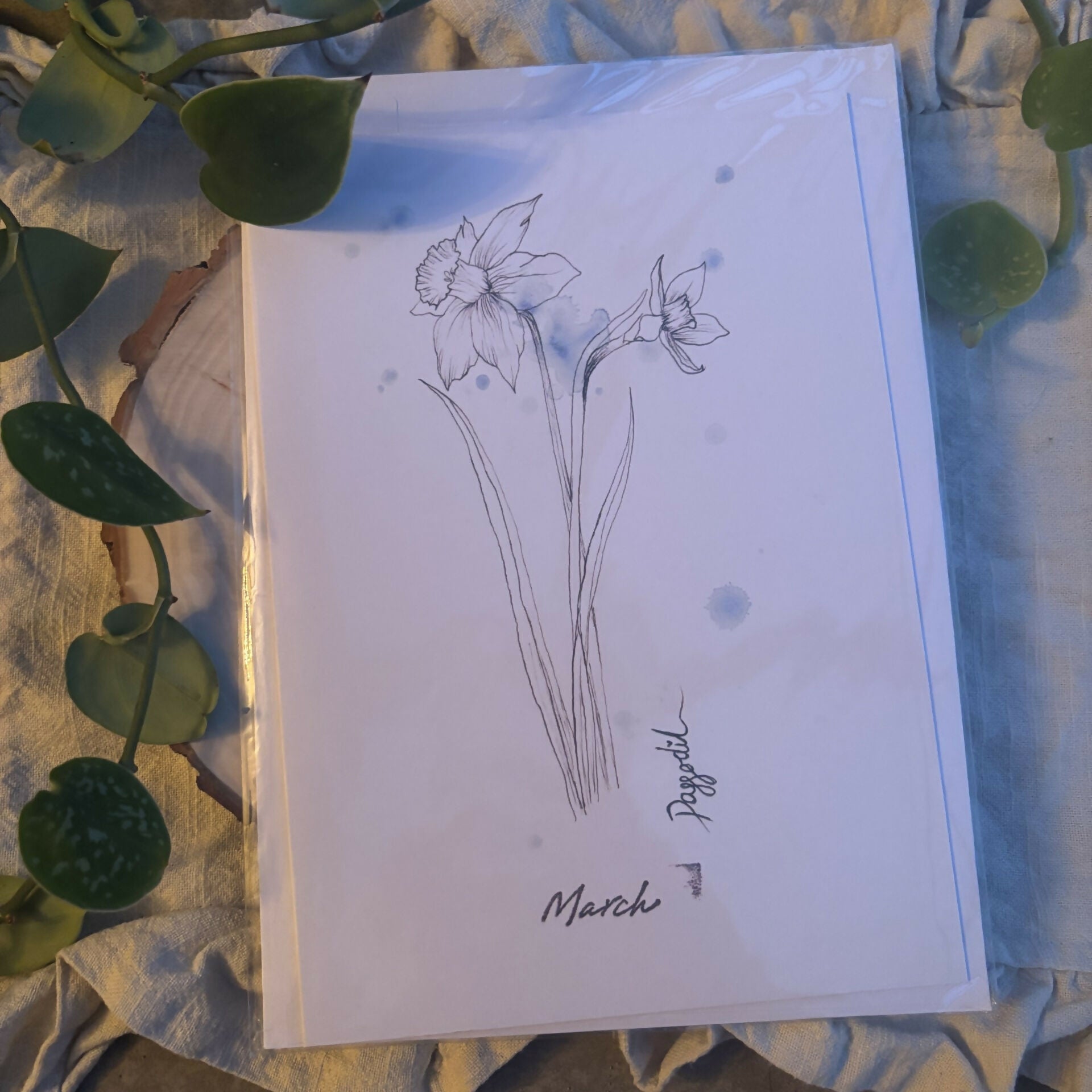 March Flower and Birthstone Card