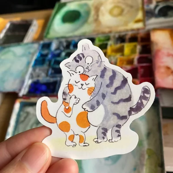 Waterproof Sticker Cuddling Cat