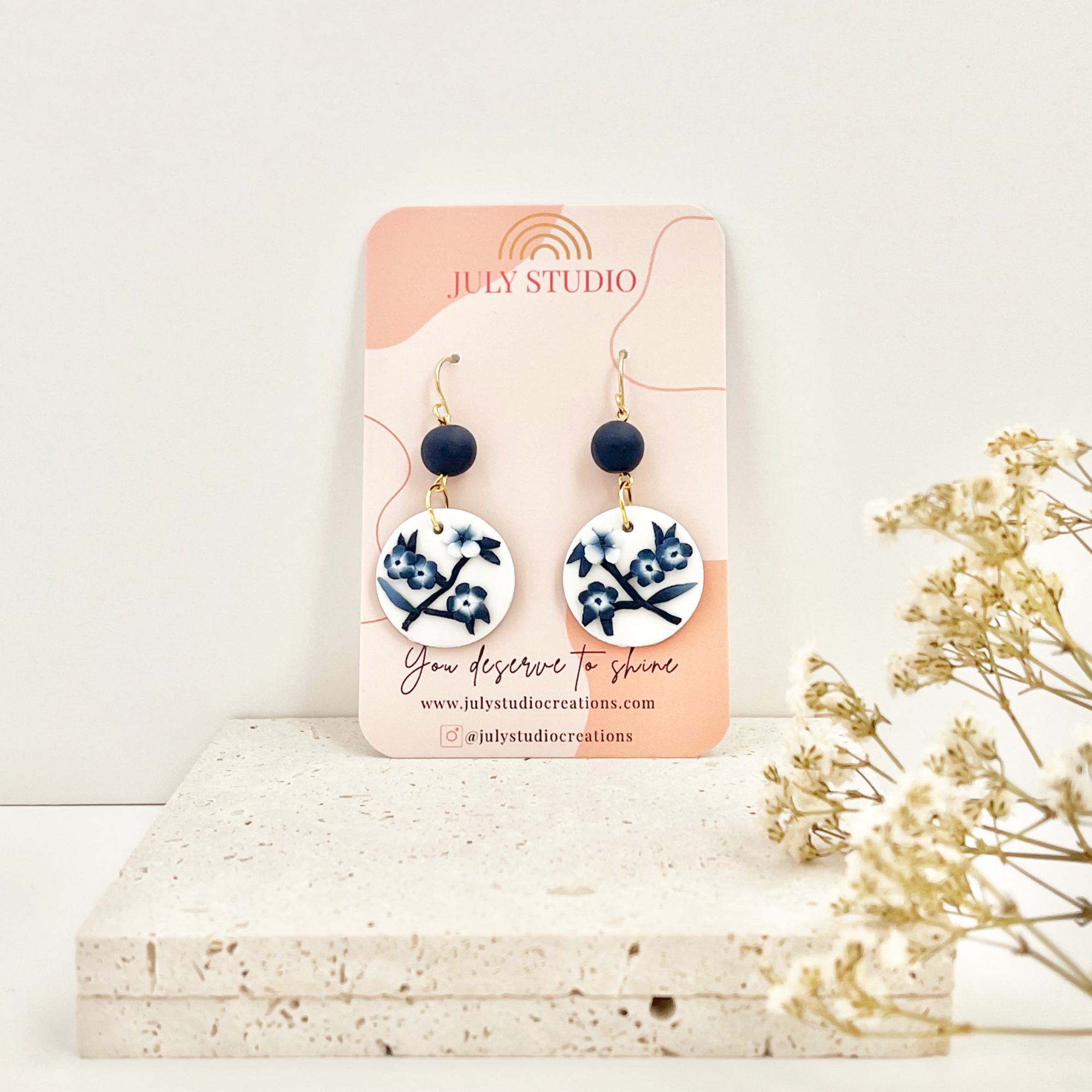 Blue China No. 2 - Handmade Polymer Clay Earrings