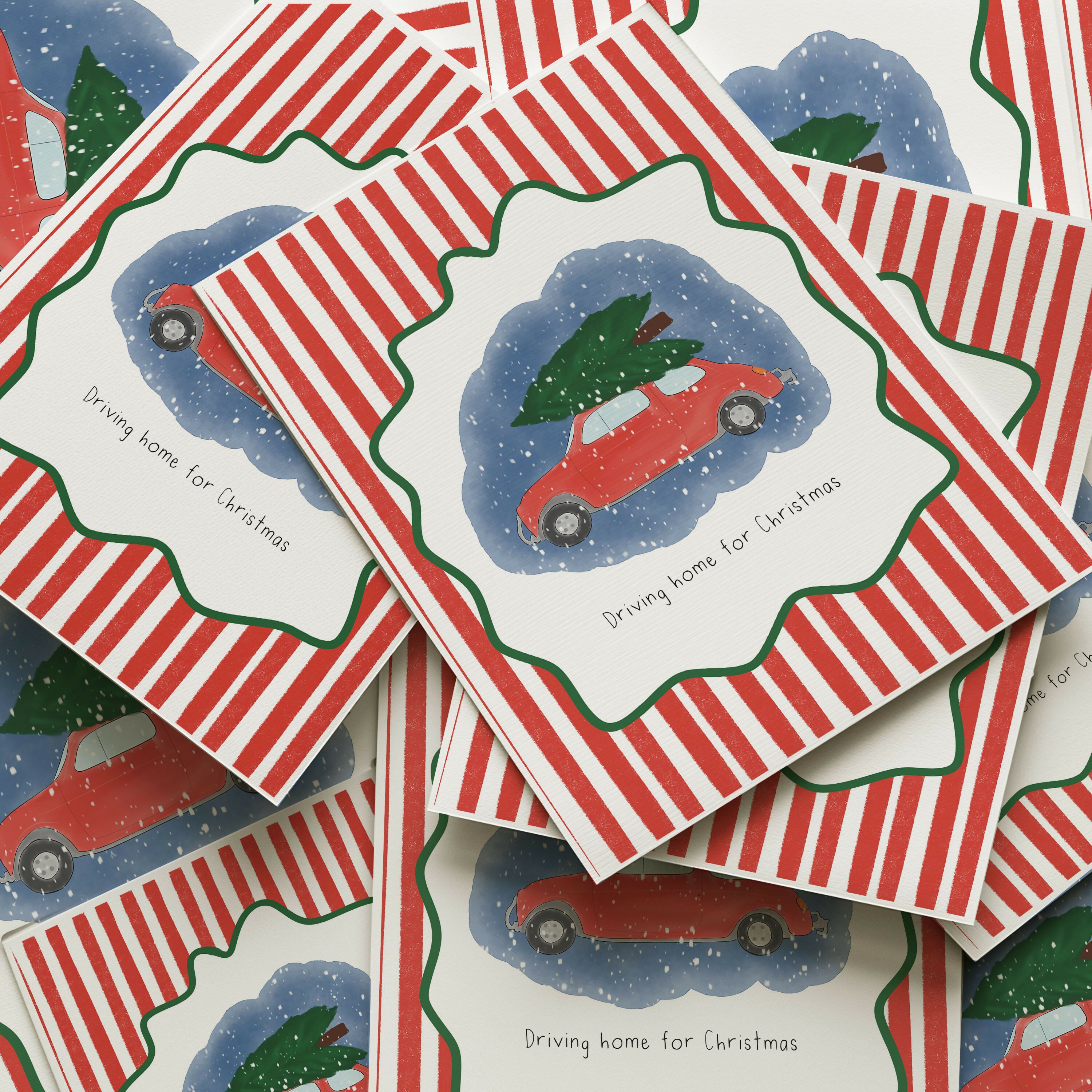 DRIVING HOME FOR CHRISTMAS FESTIVE ARTWORK PRINT