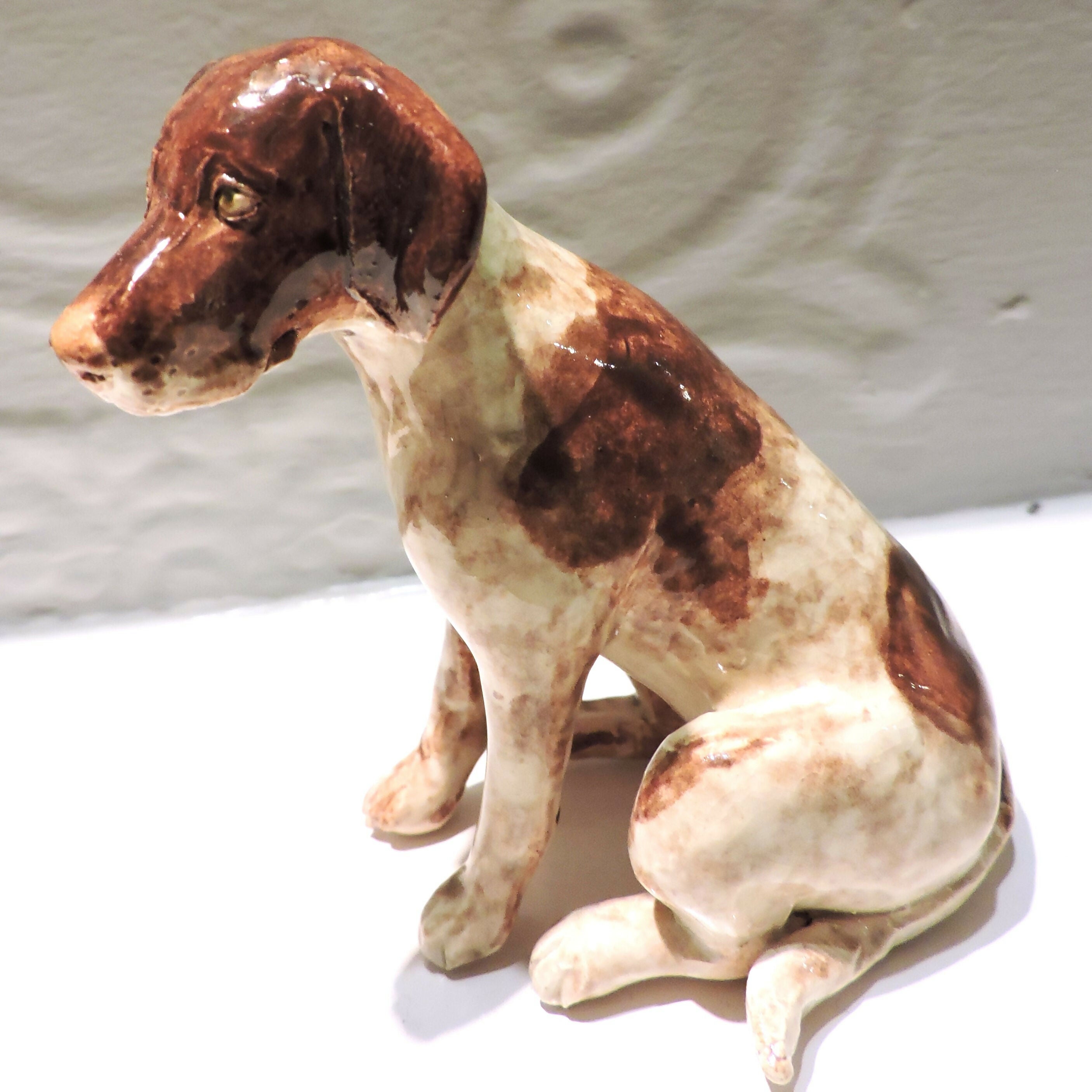 Ceramic german shorthaired pointer dog sculpture