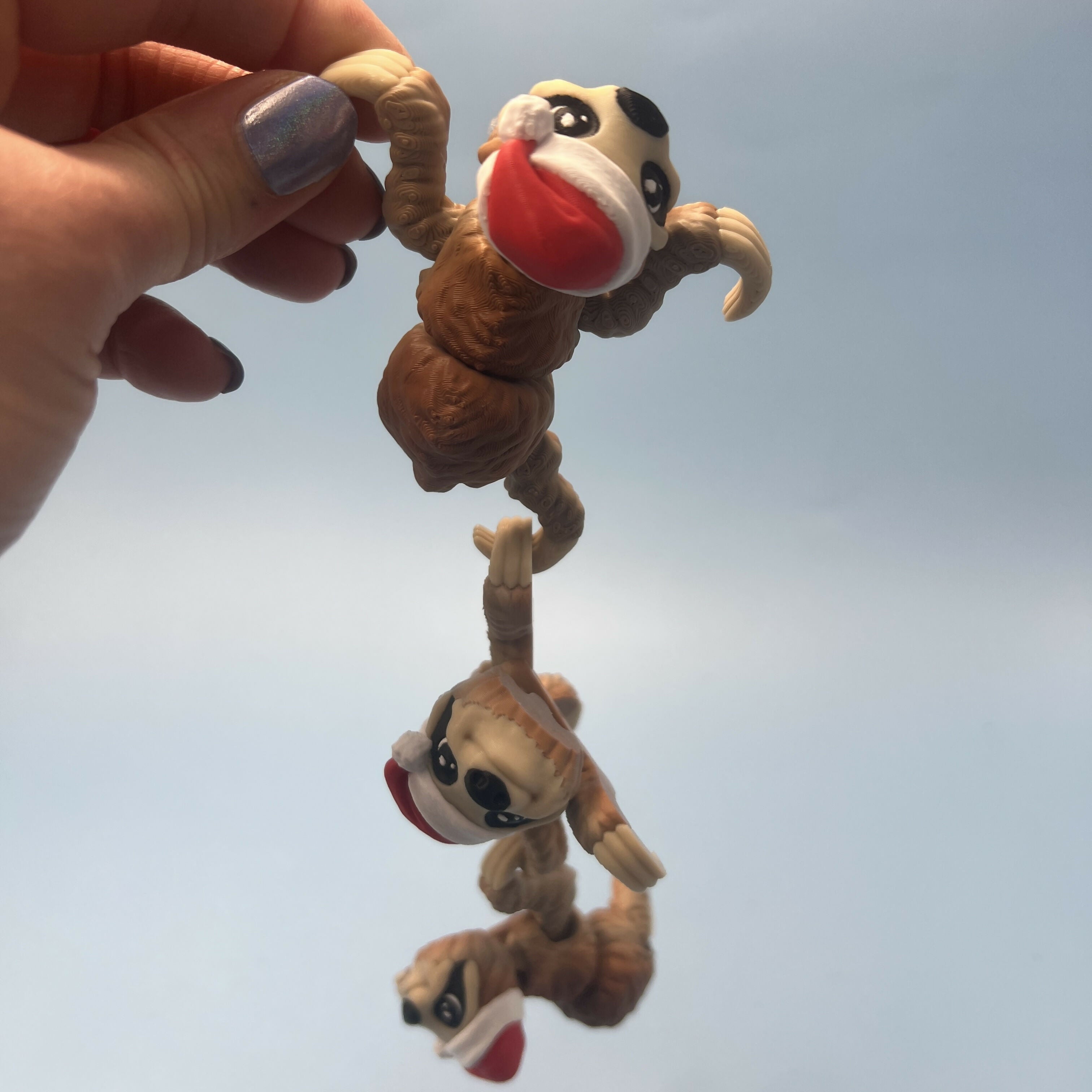 3D Printed SMALL: Articulated Sensory Fidget Animals friend Santa Sloth 10cm