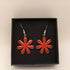 Bright Red Enamel Flower Earrings
