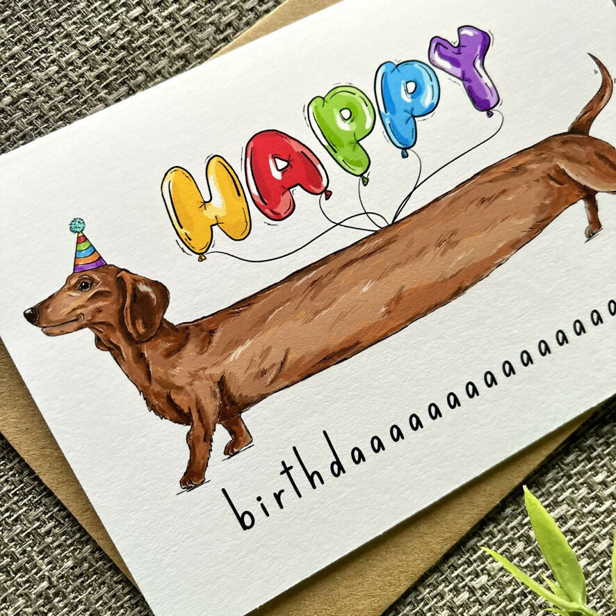 Sausage Dog Birthday Card
