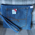 Unique Handcrafted Clutch Purse Wristie Bag Made From Upcycled Jeans And Fabric