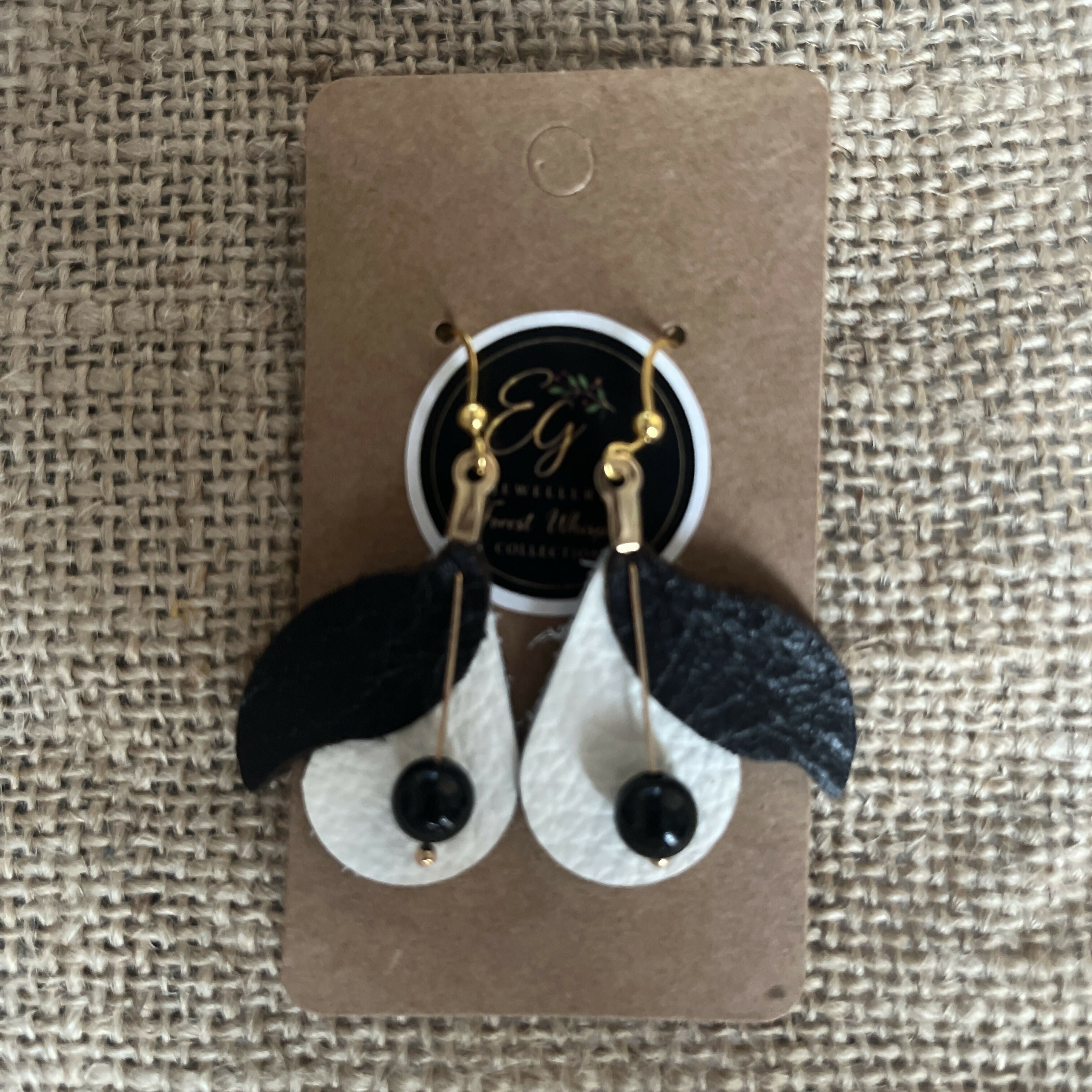 Forest Whisper Leather Earrings – Midnight Leaf