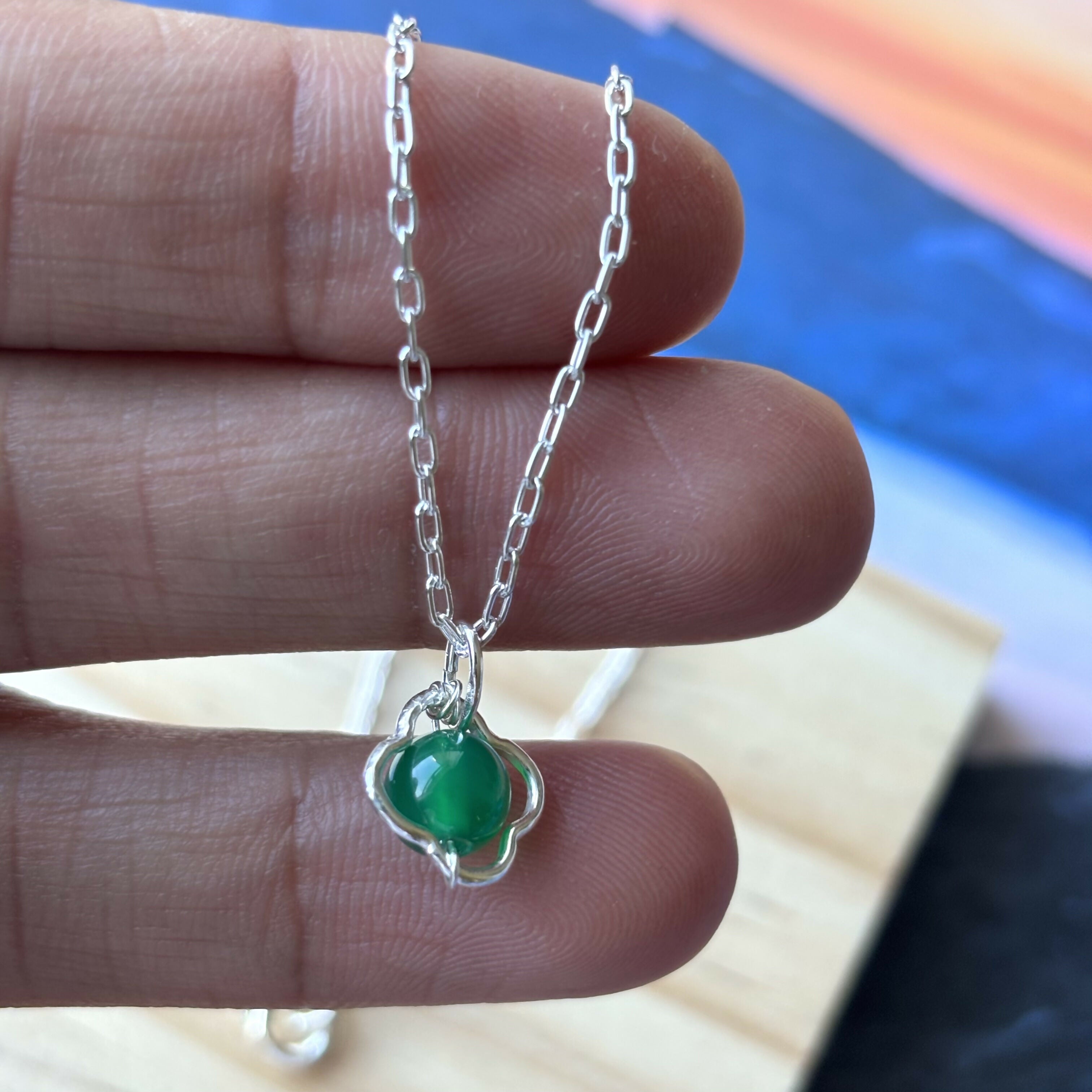 Sterling Silver Clover Gemstone Necklace