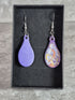 Handcrafted Tear Drop Purple, Silver, Gold And Orange Earrings