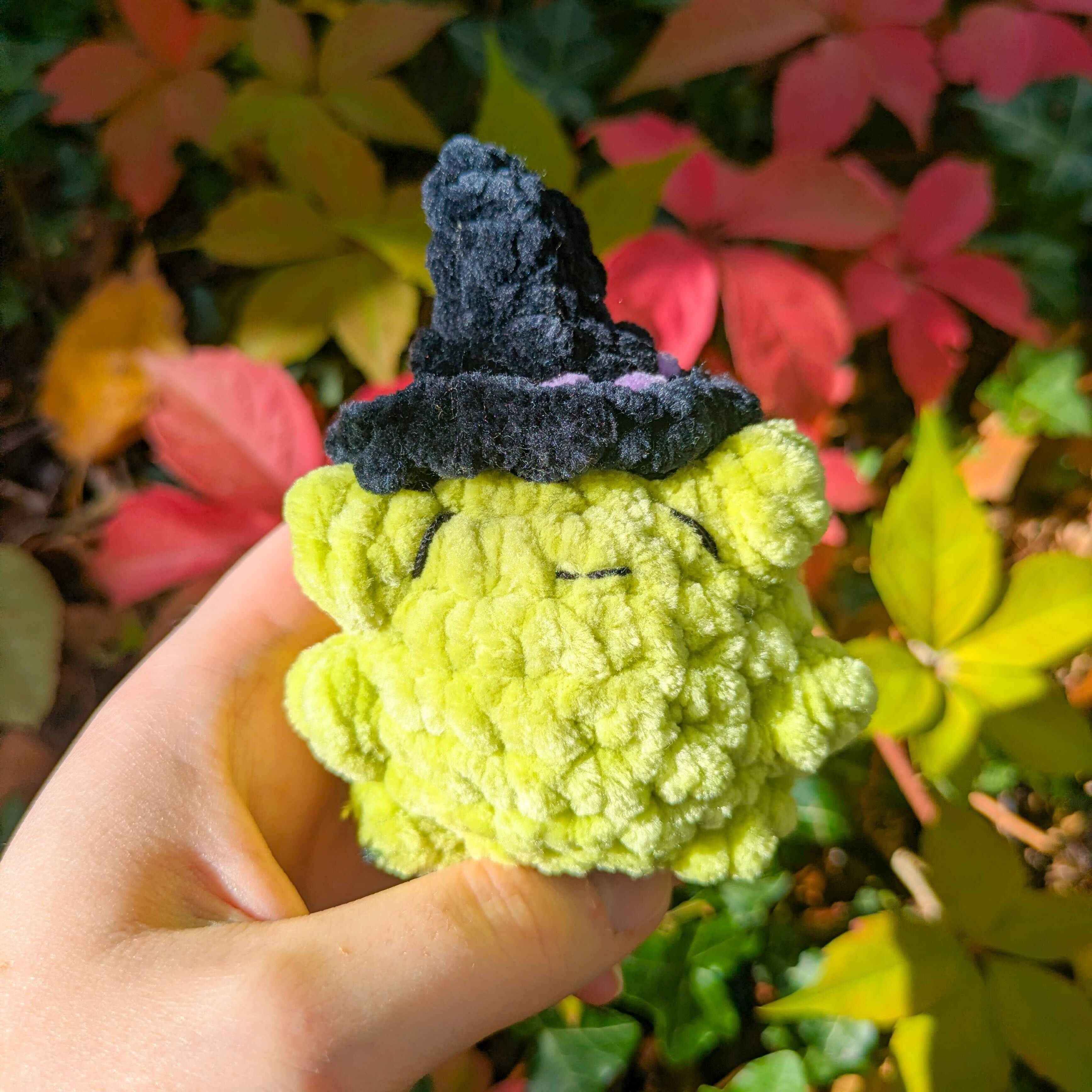 Witch Frog Puff Pud - Crochet Plushie