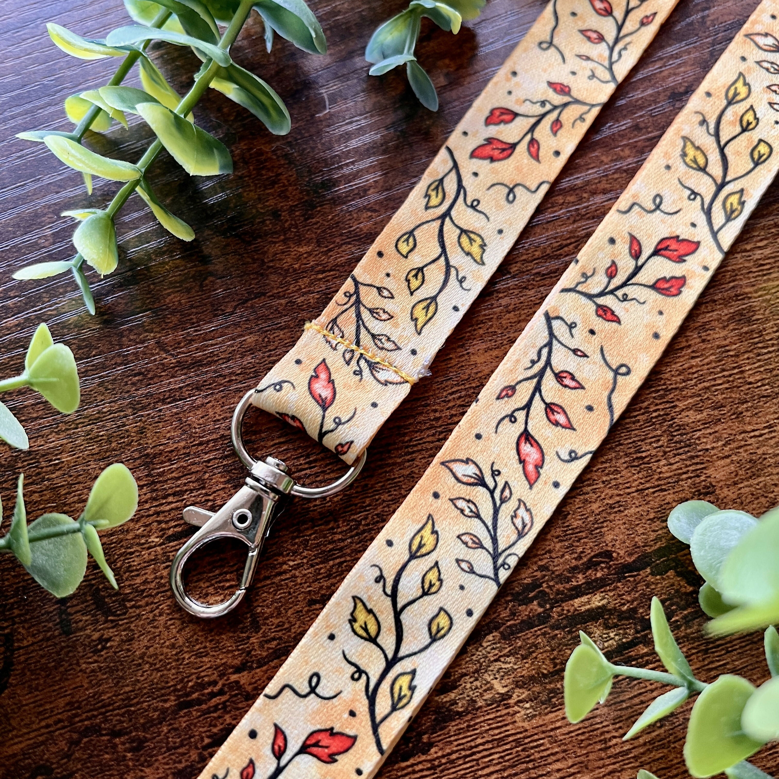 Parchment Leaves Lanyard
