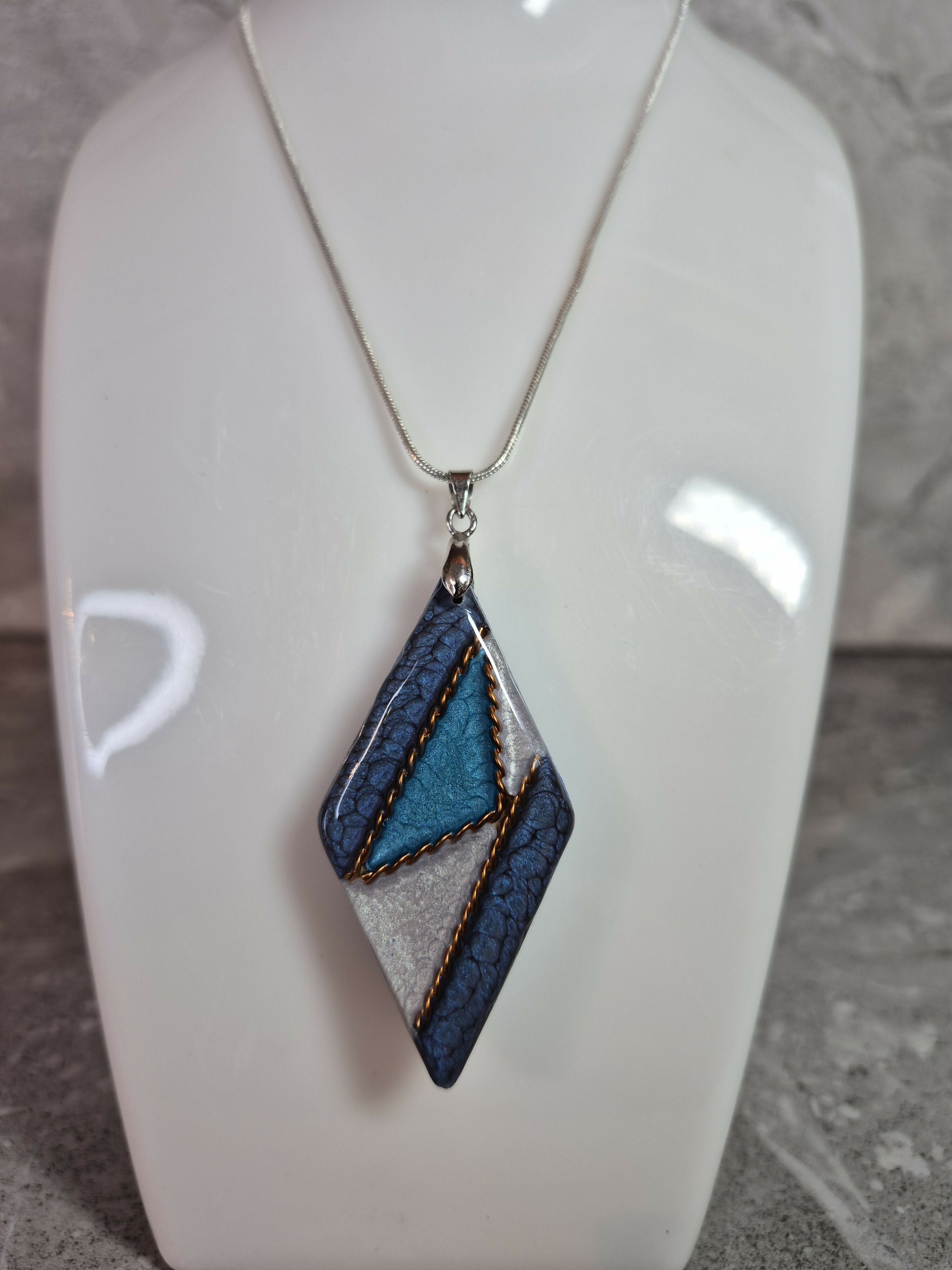 Unique Double Sided, Hand Crafted, Geometric Diamond Pendant