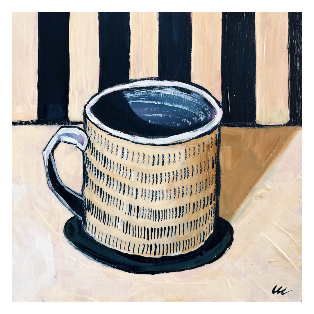Striped Mug Art Print | Contemporary Still Life Painting