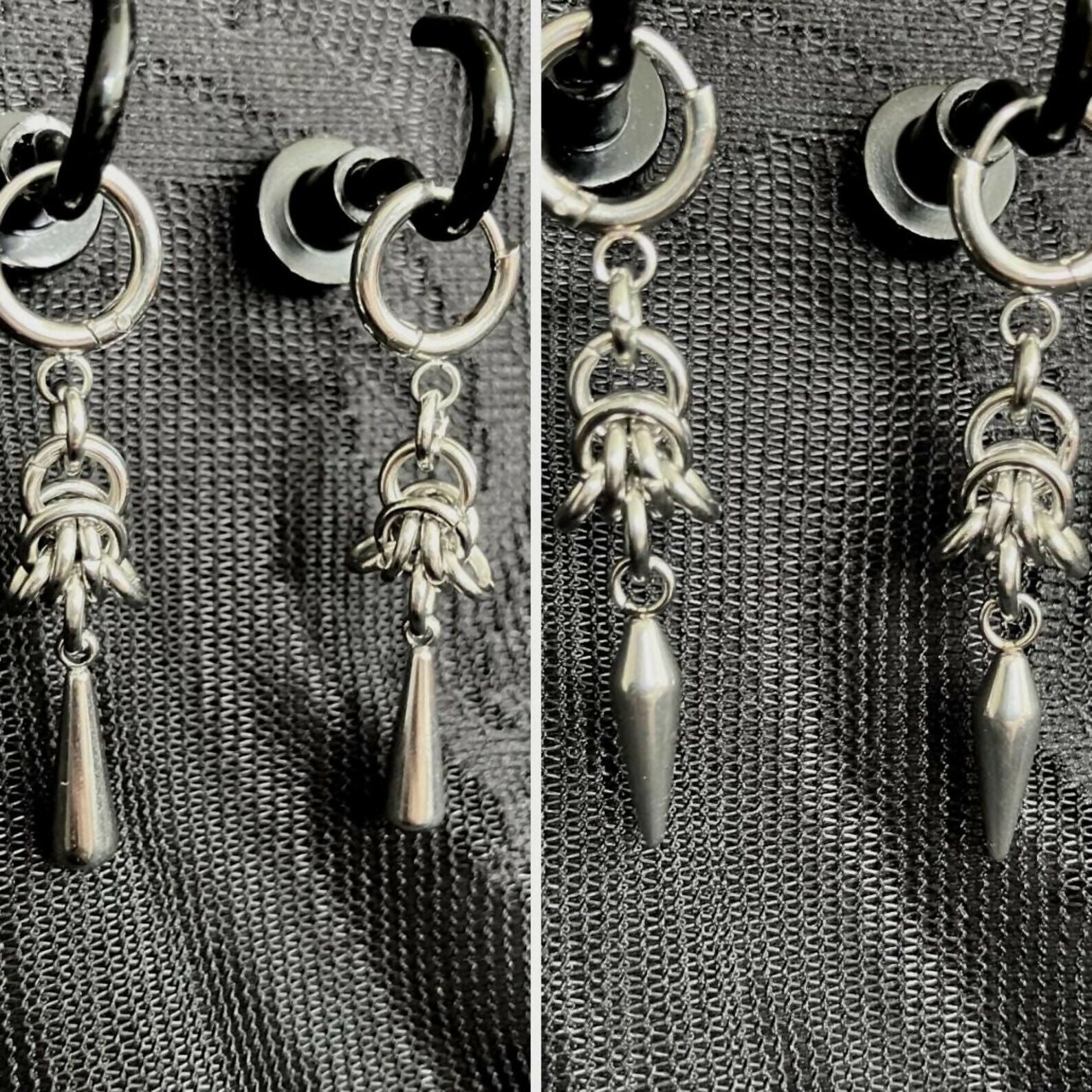 CHAINMAIL SPIKE/DROP EARRINGS - STAINLESS STEEL
