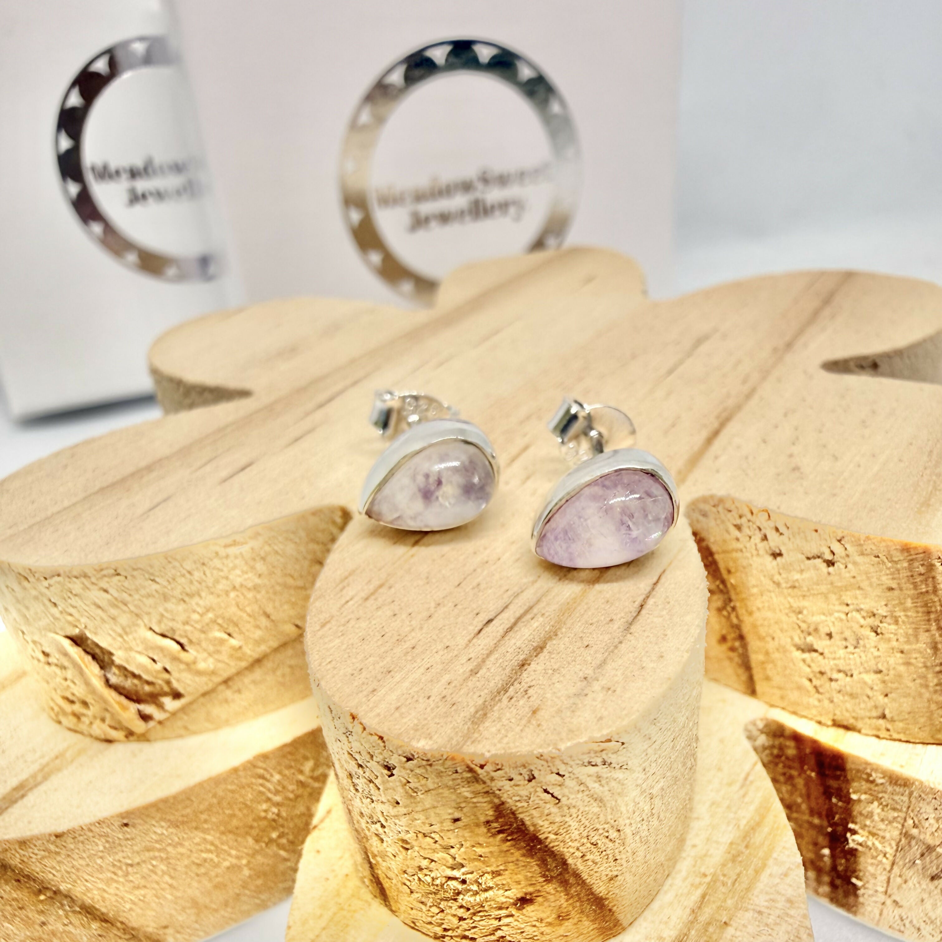 PINK MOONSTONE STUD EARRINGS