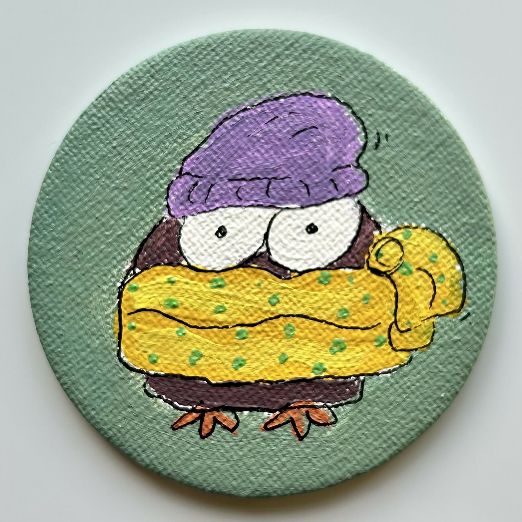 Cosy Bird Magnets Original Artwork