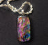 Fused Dichroic Glass Large Rectangular Pendant With a Chain Necklace (Rainbow)